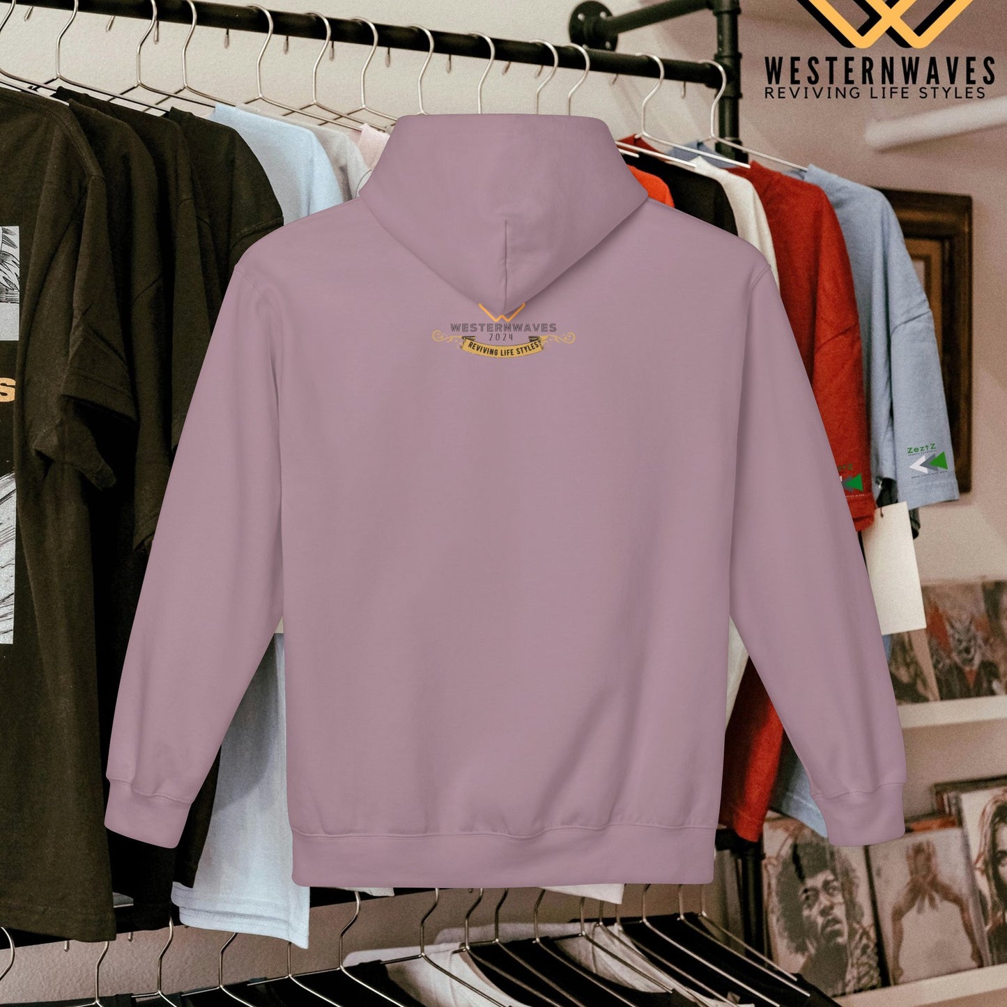 Unisex Midweight Softstyle Fleece Hoodie_ N3+ Series USMWSSFH PT2WW008_ Limited Edition Luxuriously Soft 100% Cotton Face by WesternWaves: