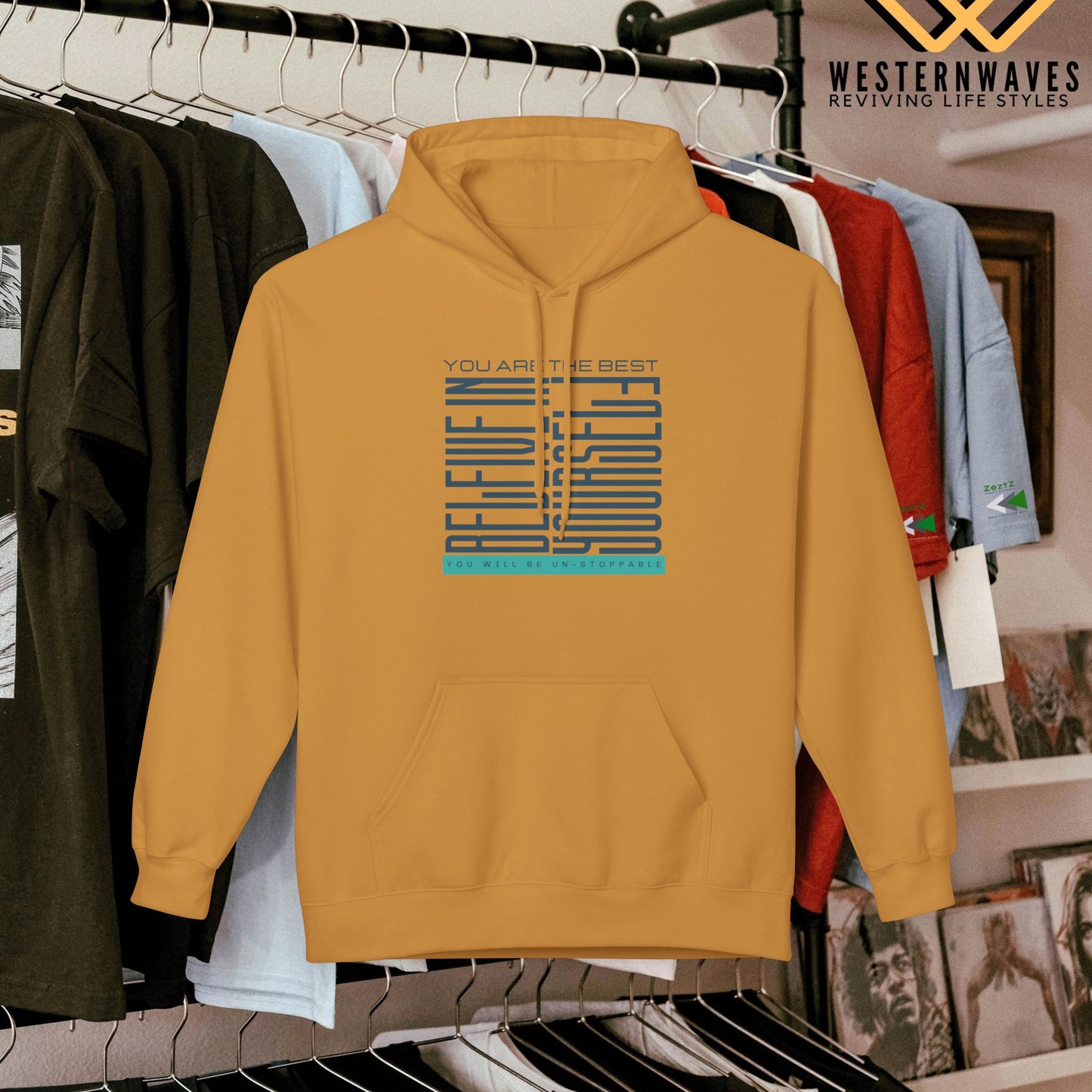 Unisex Midweight Softstyle Fleece Hoodie_ N2+ Series SMWSSFH PT2WW005_Limited Edition Luxuriously Soft 100% Cotton Face by WesternWaves: