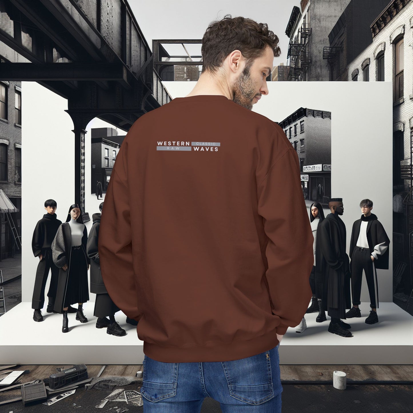 Urban Nomad Fleece Crewneck Sweatshirt_ UWD 0027_ | Cozy Streetwear Style, Perfect for Travel, Gifts, Fall & Winter Layers, Graphic Pullover