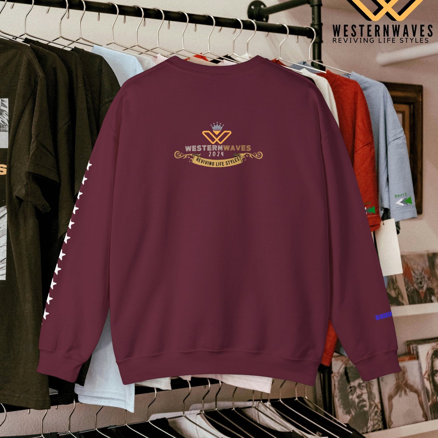 Unisex Heavy Blend™ Crewneck Sweatshirt_ N3+ Series UHBCSS PT2WW005_ Limited Edition Pure Luxury By WesternWaves: