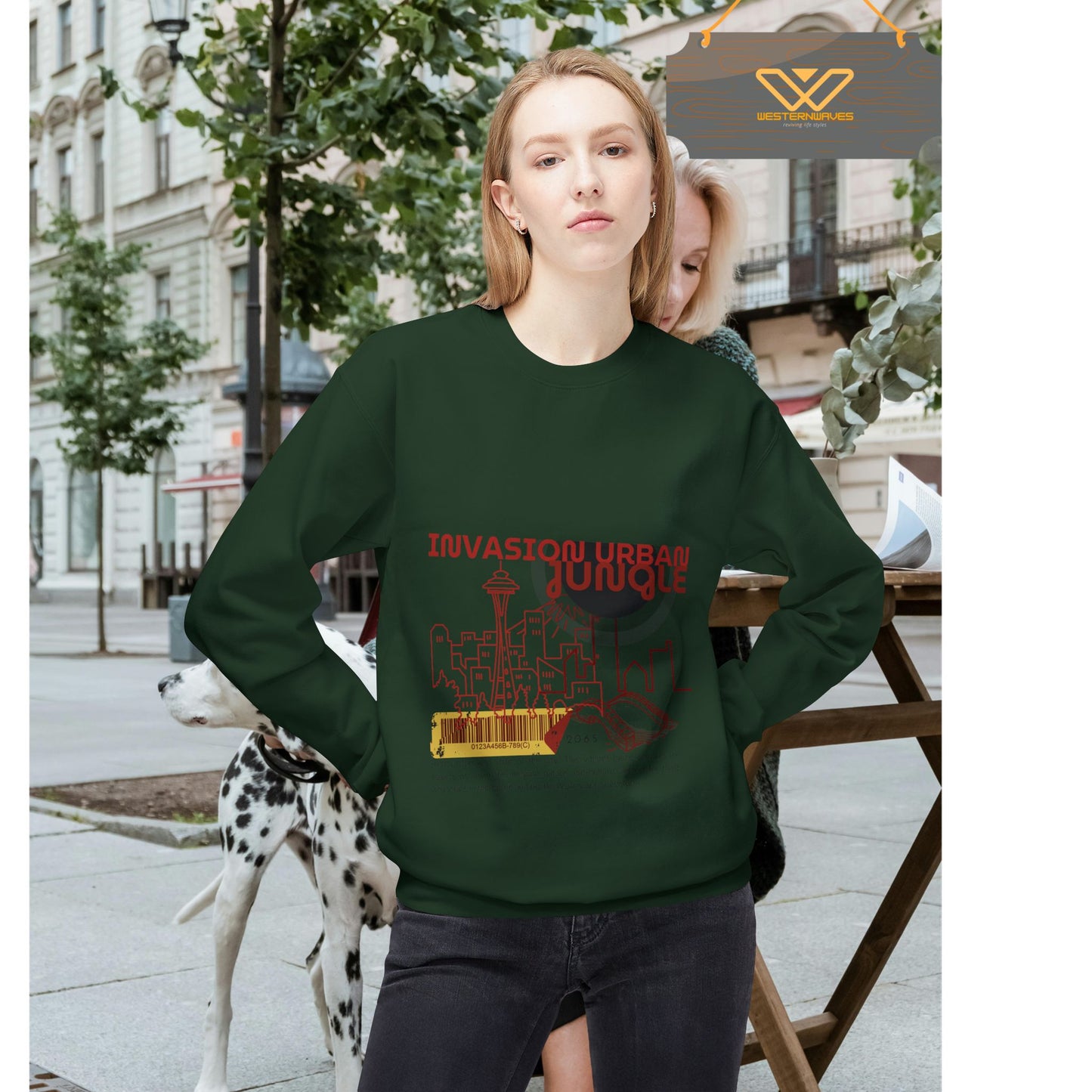 Unisex Midweight Softstyle Fleece Crewneck Sweatshirt_ N2+ Series USMWSSFCNSS PT2WW012_ Limited Edition Stylish Eco-conscious Raw Classic by WesternWaves: