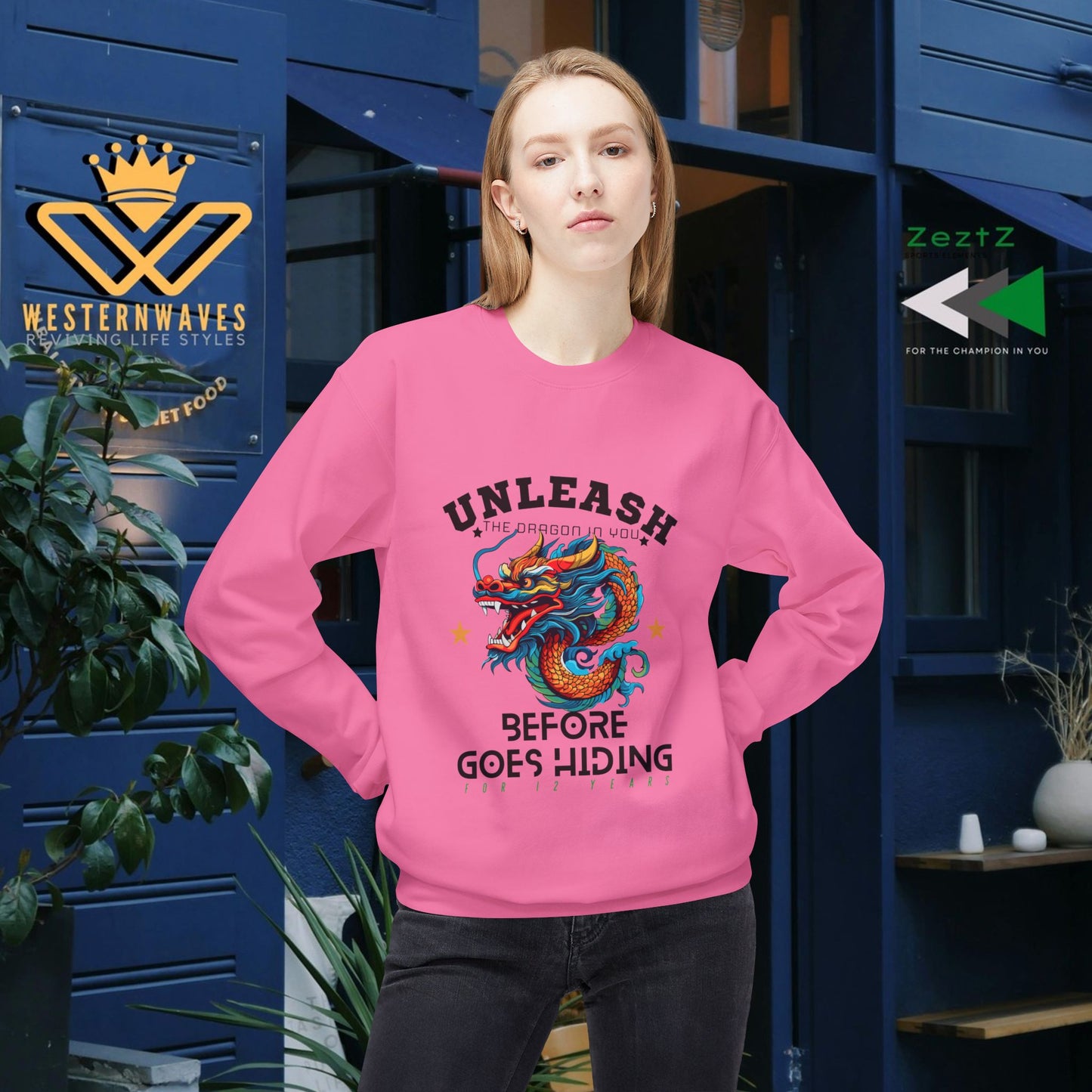 Unisex Midweight Softstyle Fleece Crewneck Sweatshirt_ N3+ Series USMWSSFCNSS PT2WW001_ Limited Edition Stylish Eco-conscious Raw Classic by WesternWaves: