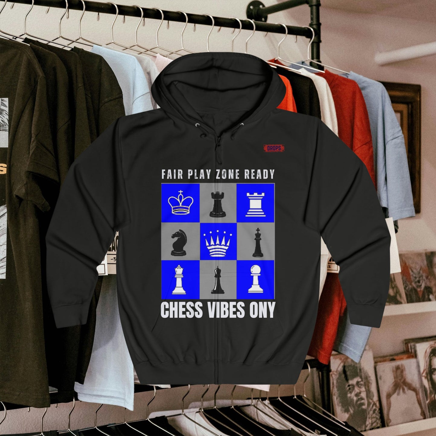 Unisex Full Zip Hoodie_ UWDP3_ Series N8+ USFZH PT2WW001_ Limited Edition Unique Chess Merch by WesternWaves: