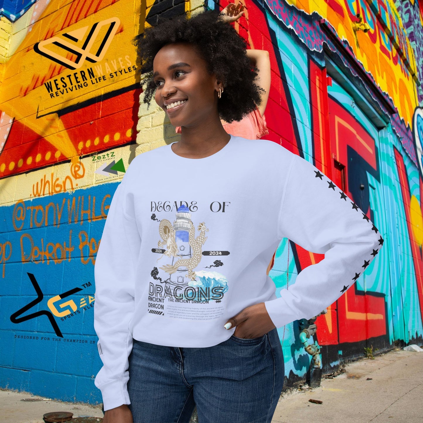 Unisex Lightweight Crewneck Sweatshirt_ N3+ Series ULWCSS PT2WW013_ Limited Edition Conscious Fashion Collaboration by WesternWaves:
