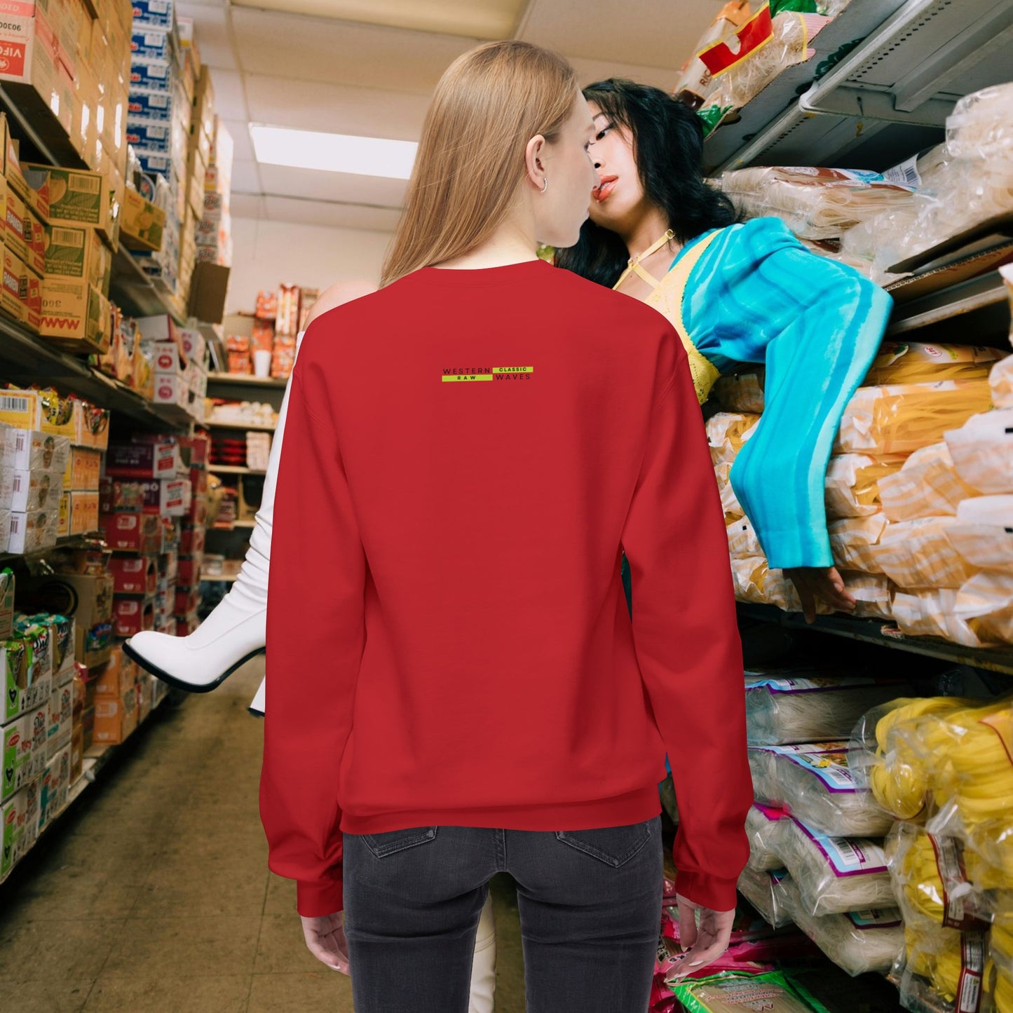 Unisex Midweight Softstyle Fleece Crewneck Sweatshirt_ N2+ Series USMWSSFCNSS PT2WW009_ Limited Edition Stylish Eco-conscious Raw Classic by WesternWaves: