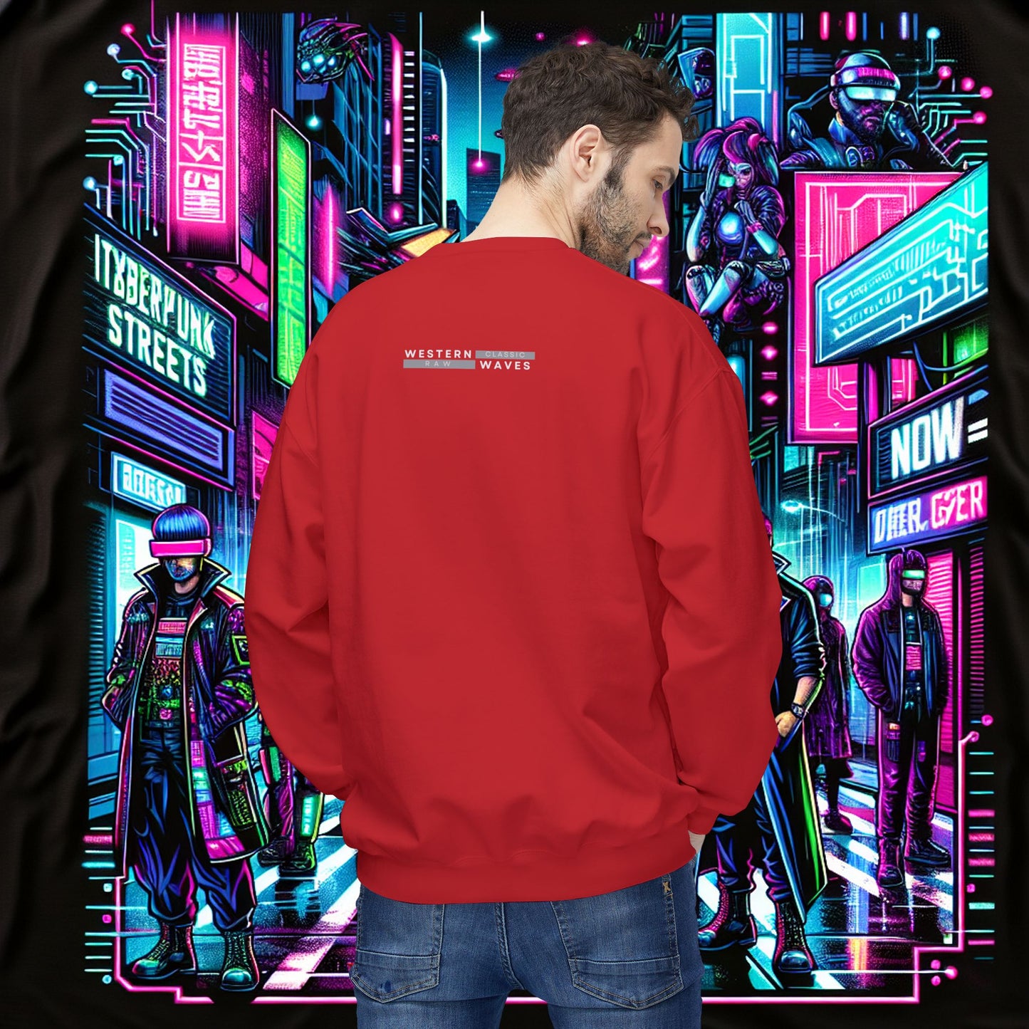 Unisex Midweight Softstyle Fleece Crewneck Sweatshirt_ Series N8+ USMWSSFCNSS PT2WW001_ UWD 0027_ Limited Edition Graphic Pullover by WesternWaves:
