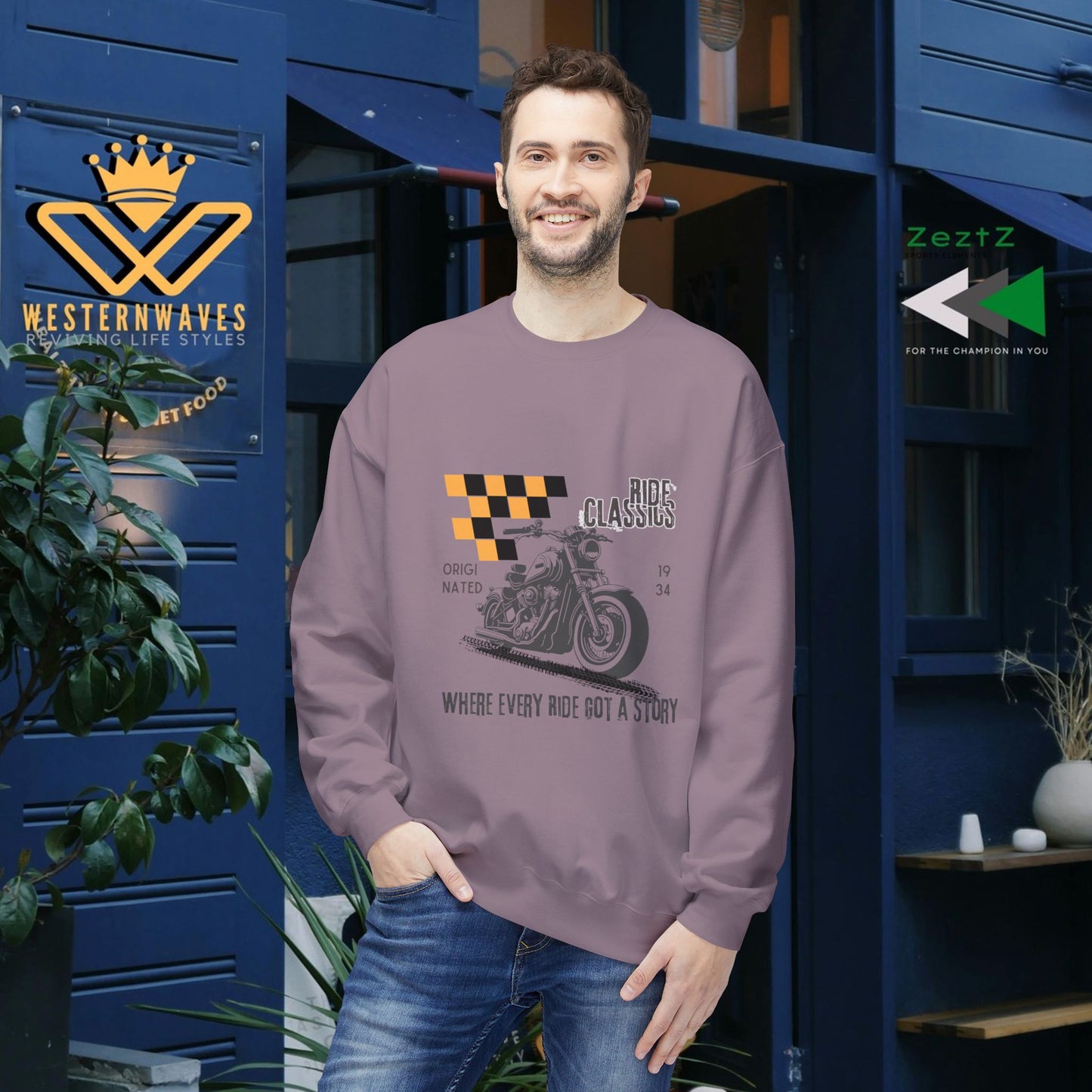 Unisex Midweight Softstyle Fleece Crewneck Sweatshirt_ N3+ Series USMWSSFCNSS PT2WW003_ Limited Edition Stylish Eco-conscious Raw Classic by WesternWaves:
