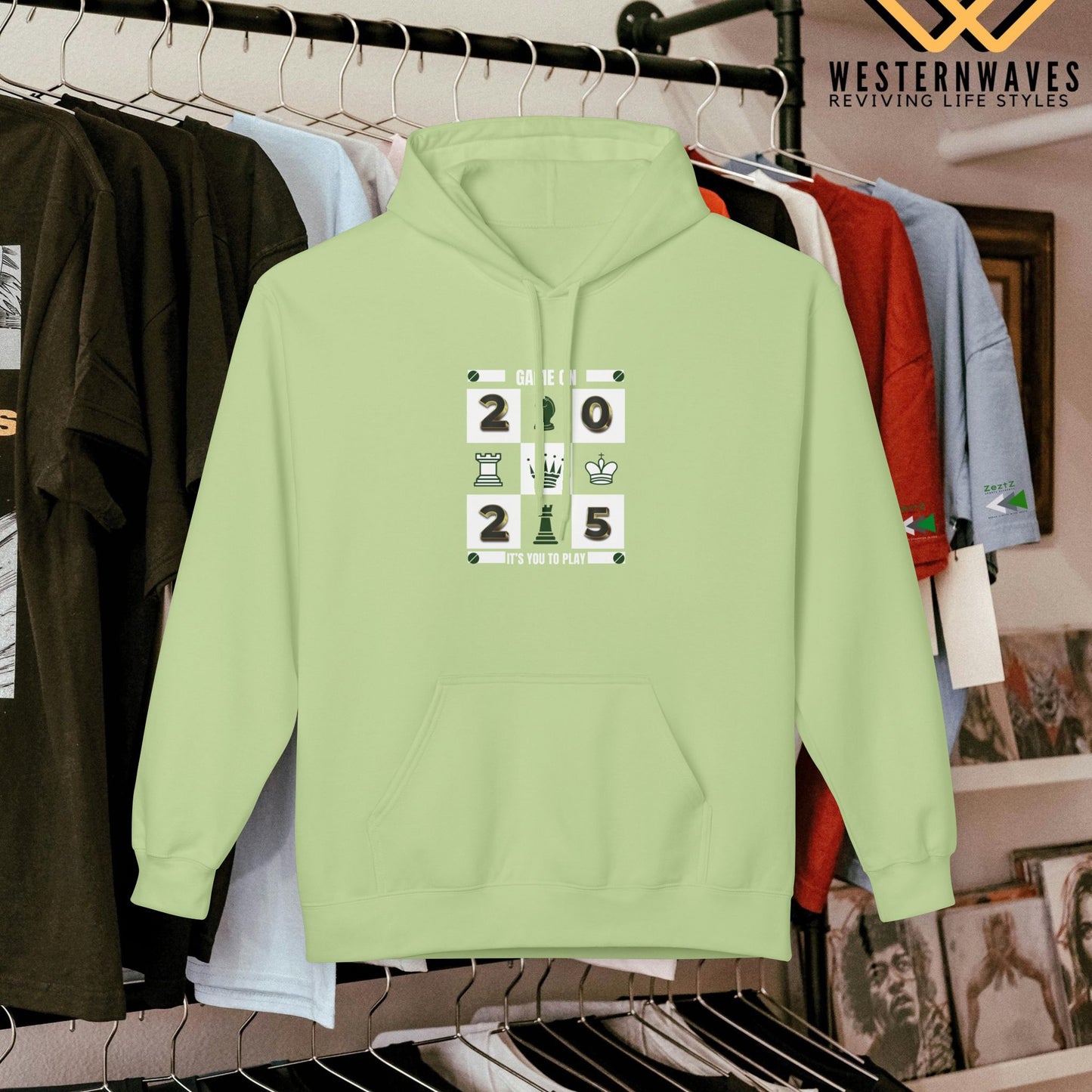 Unisex Midweight Softstyle Fleece Hoodie_ N2+ Series USMWSSFH PT2WW013_Limited Edition Luxuriously Soft 100% Cotton Face by WesternWaves: