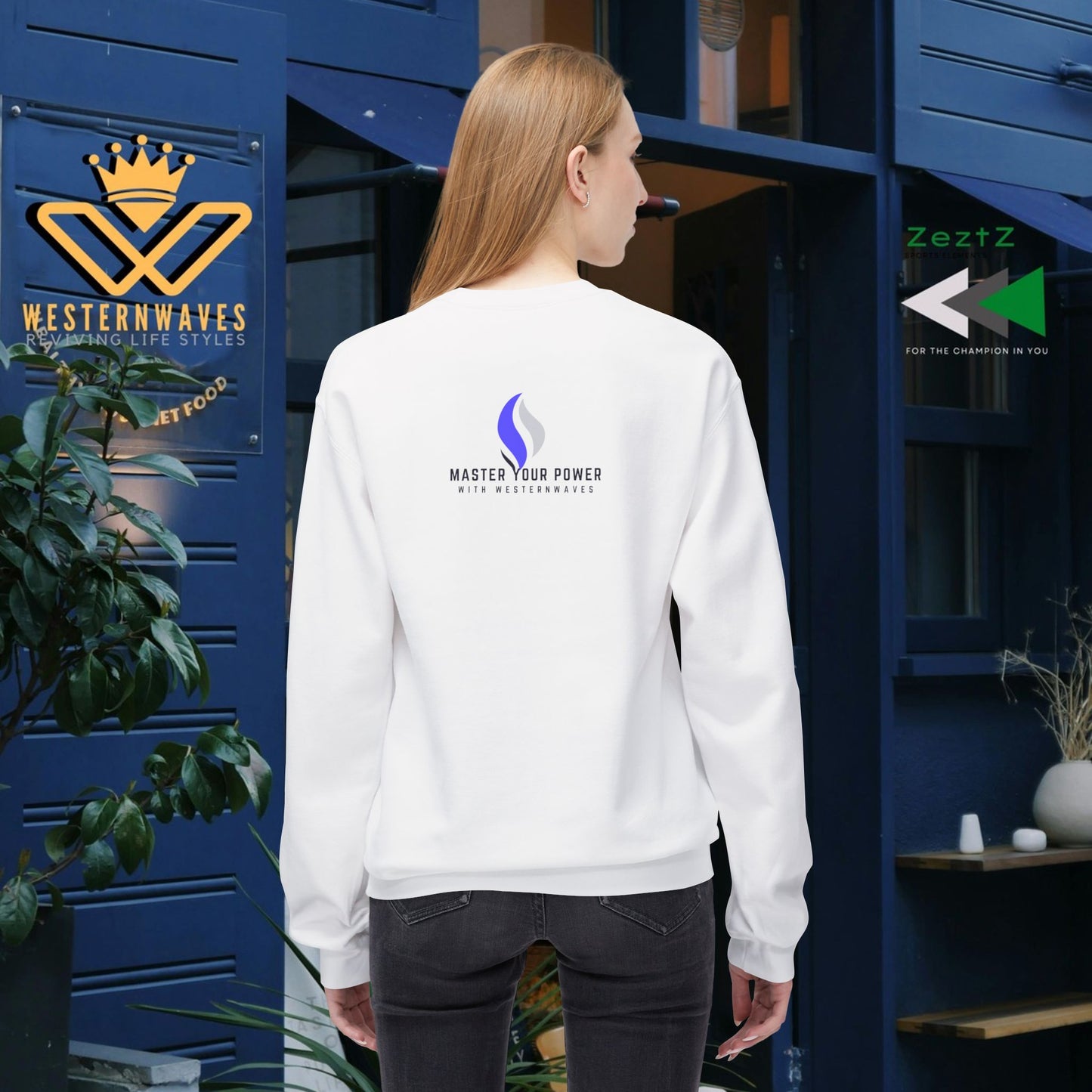 Unisex Midweight Softstyle Fleece Crewneck Sweatshirt_ N3+ Series USMWSSFCNSS PT2WW001_ Limited Edition Stylish Eco-conscious Raw Classic by WesternWaves: