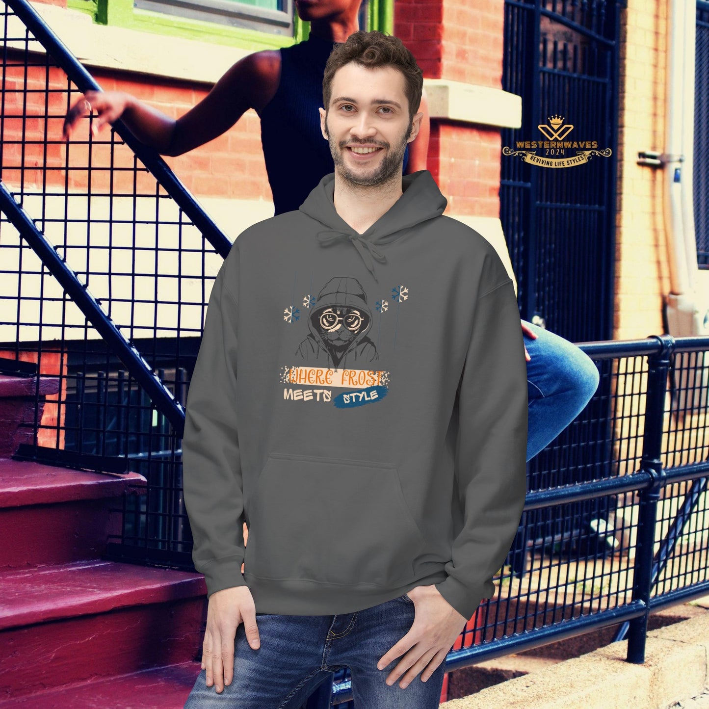 Unisex Midweight Softstyle Fleece Hoodie_ N3+ Series USMWSSFH PT2WW002_ Limited Edition Luxuriously Soft 100% Cotton Face by WesternWaves: