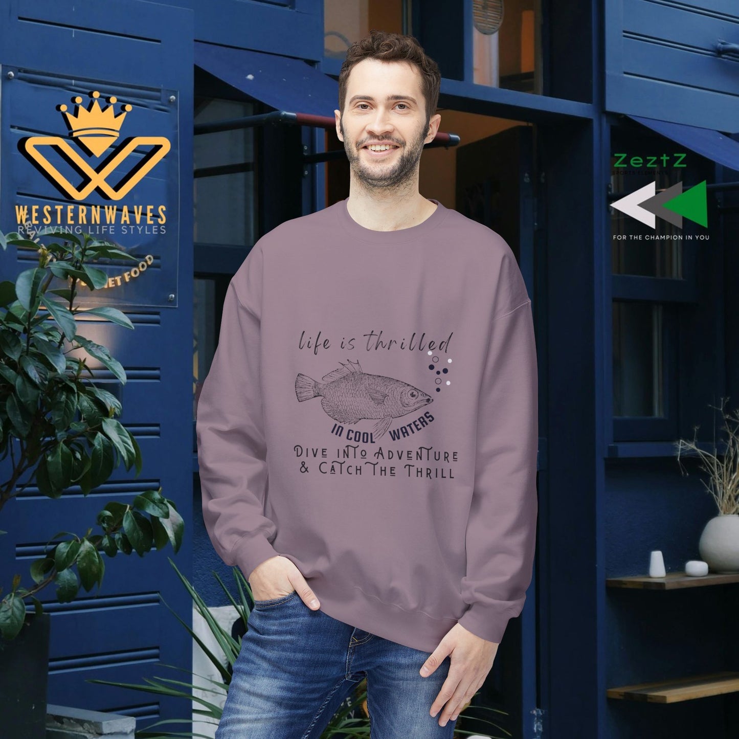 Unisex Midweight Softstyle Fleece Crewneck Sweatshirt_ N3+ Series USMWSSFCNSS PT2WW007_ Limited Edition Stylish Eco-conscious Raw Classic by WesternWaves: