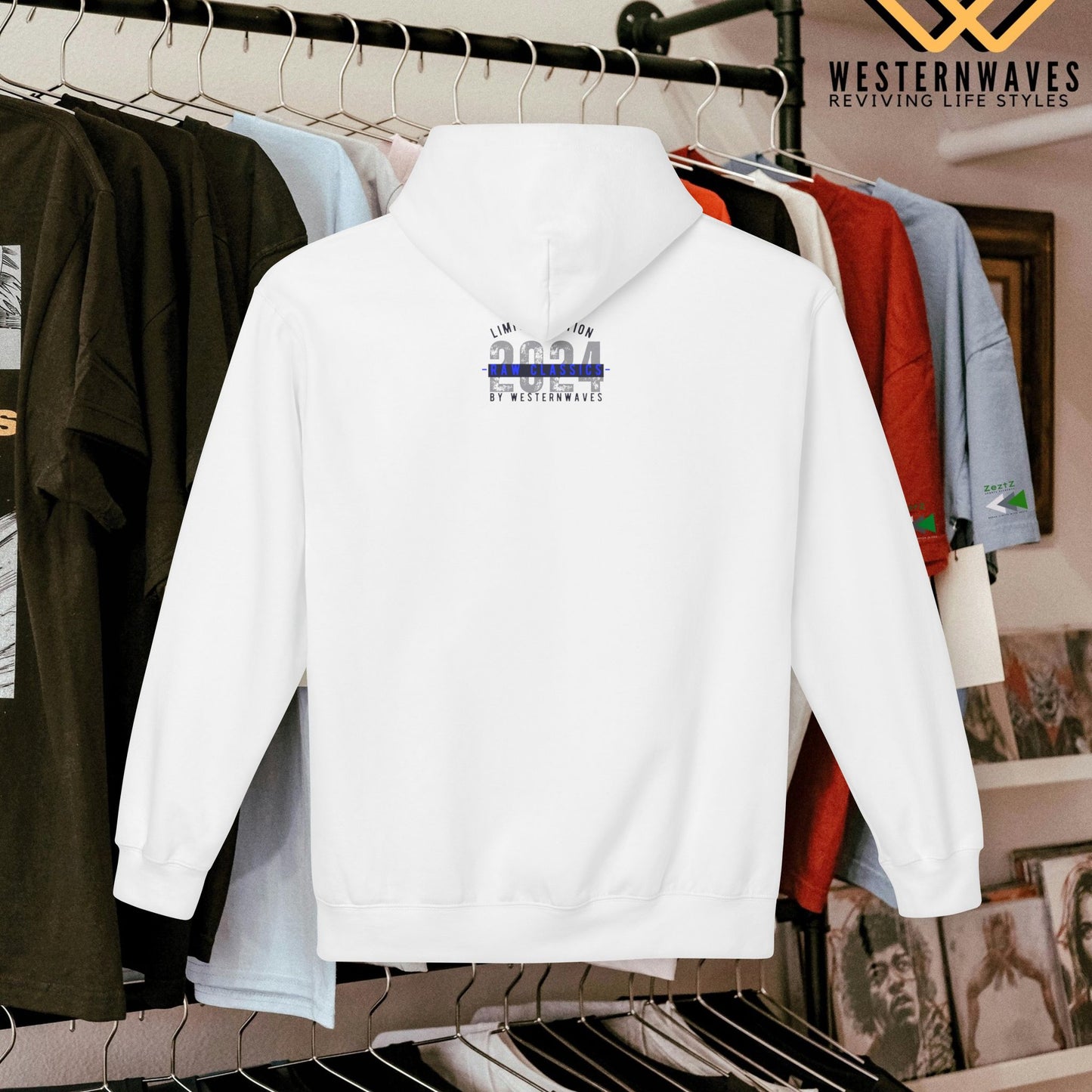 Unisex Midweight Softstyle Fleece Hoodie_ N2+ Series SMWSSFH PT2WW005_Limited Edition Luxuriously Soft 100% Cotton Face by WesternWaves: