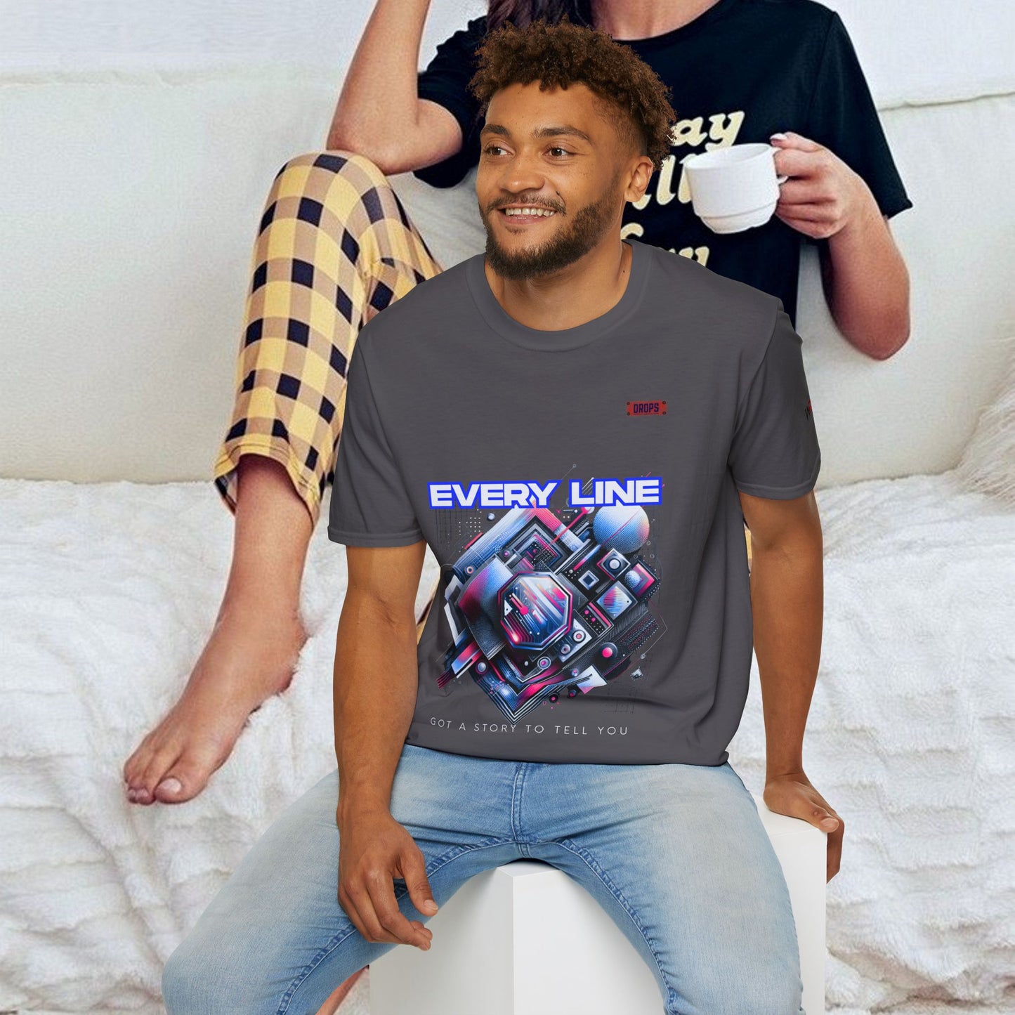 Every Line Graphic Unisex Softstyle T-Shirt | Retro Art Tee, Casual Wear, Gift for Art Lovers, Streetwear, Everyday Style