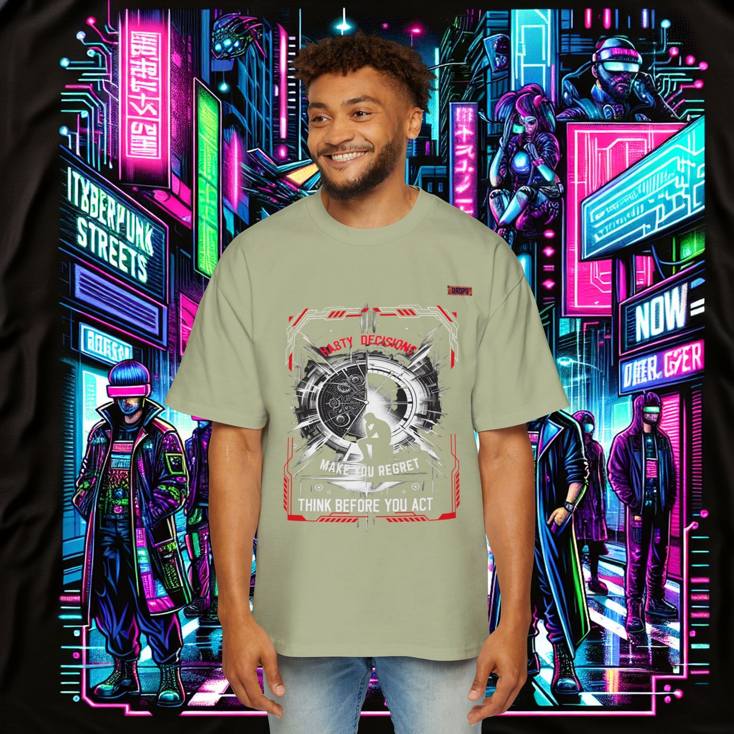 Men's Oversized Graphic Tee_ Series N8+ MENSOSGTEE PT2WW001_ Series SHD 008_ Limited Edition Unique Casual Wear by WesternWaves: