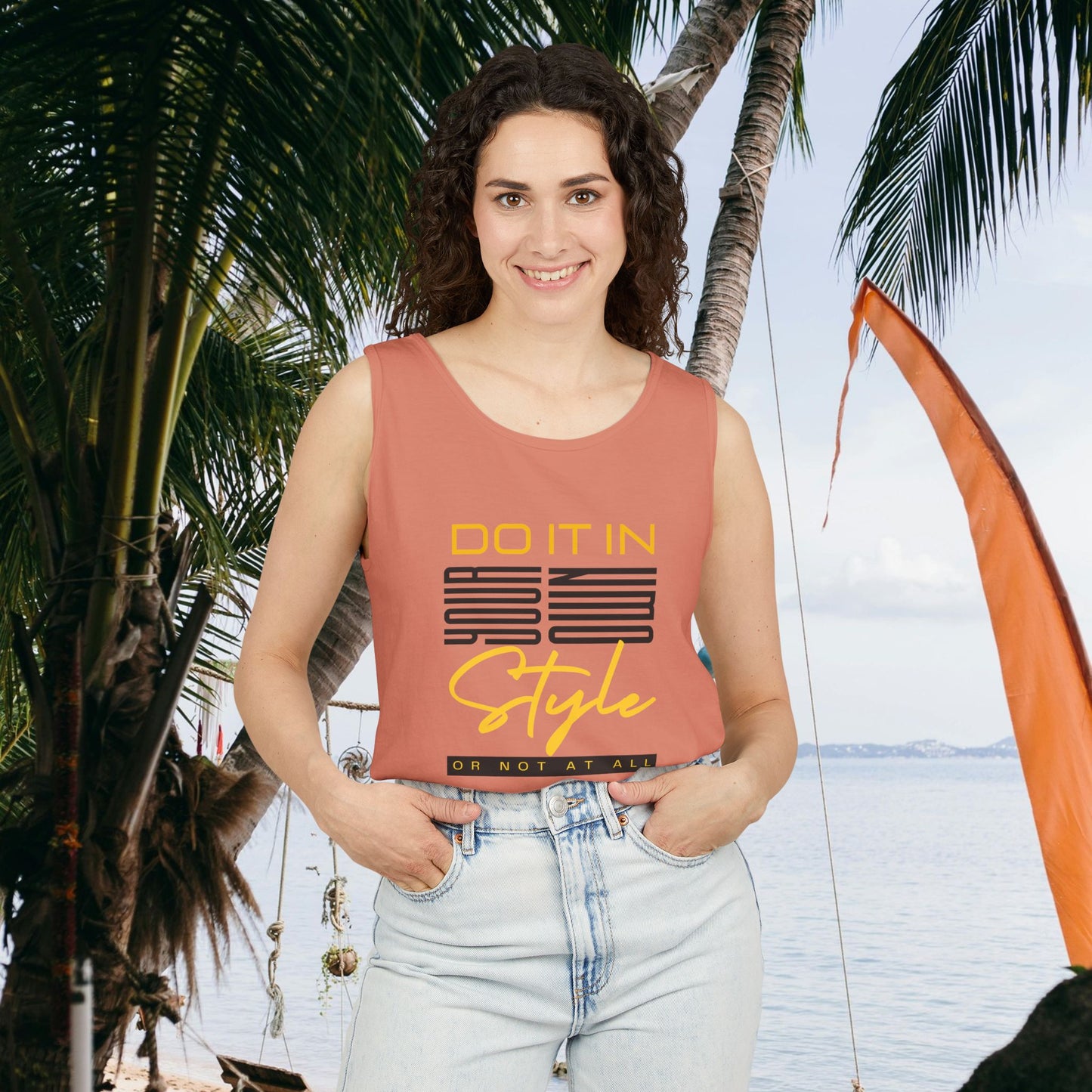 Unisex Garment-Dyed Tank Top_ N2+ Series USGDTT PT2WW015_ Limited Edition Comfort & Style by WesternWaves: