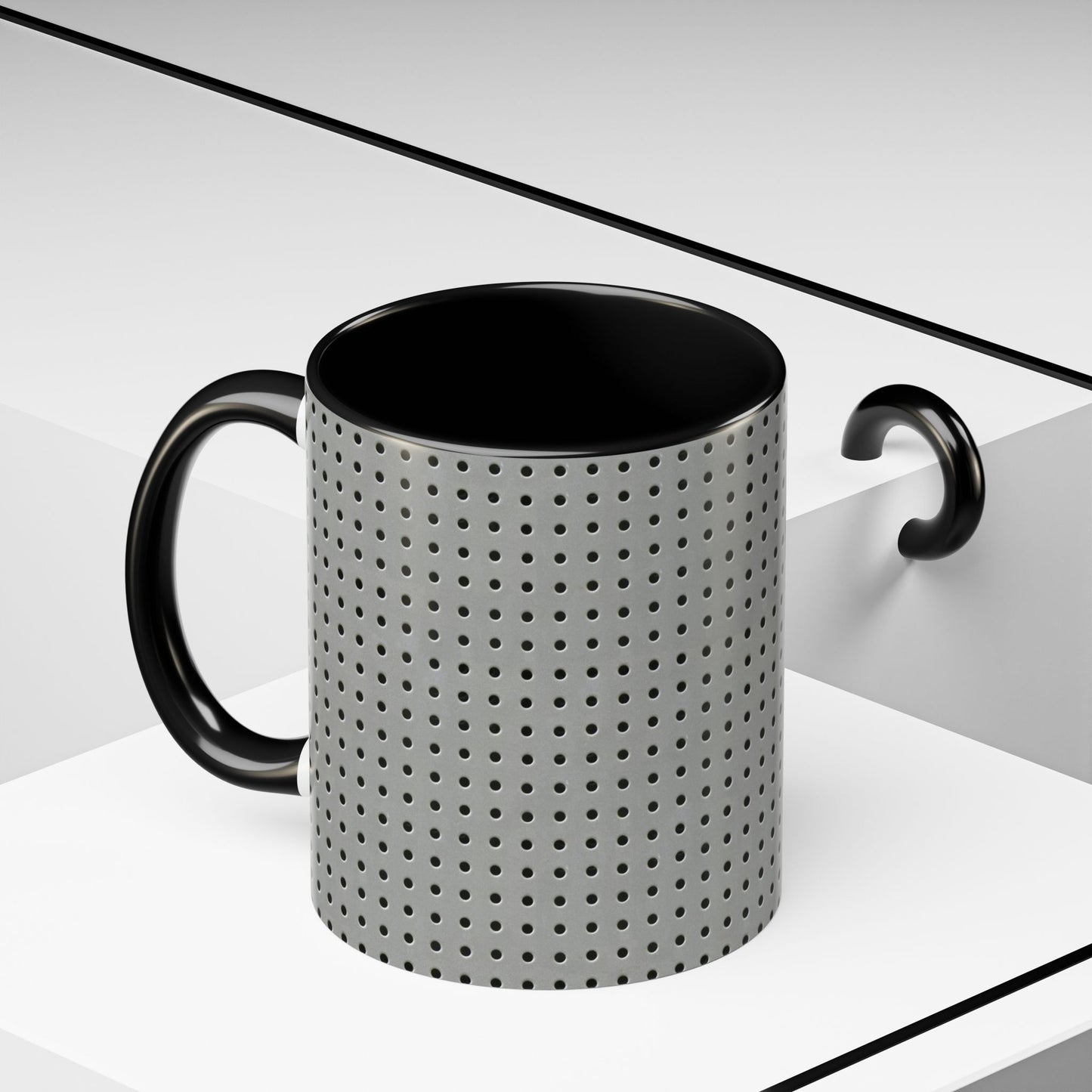 Two Tone Accent Coffee Mug 11oz_ N7+ Series ACMUG11OZ PT2WW001_ Limited Edition Stylish Perforated Design by WesternWaves: