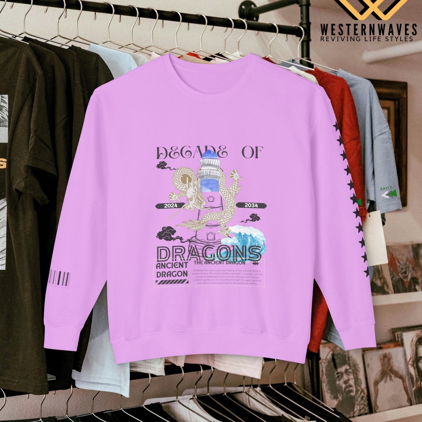 Unisex Lightweight Crewneck Sweatshirt_ N3+ Series ULWCSS PT2WW013_ Limited Edition Conscious Fashion Collaboration by WesternWaves: