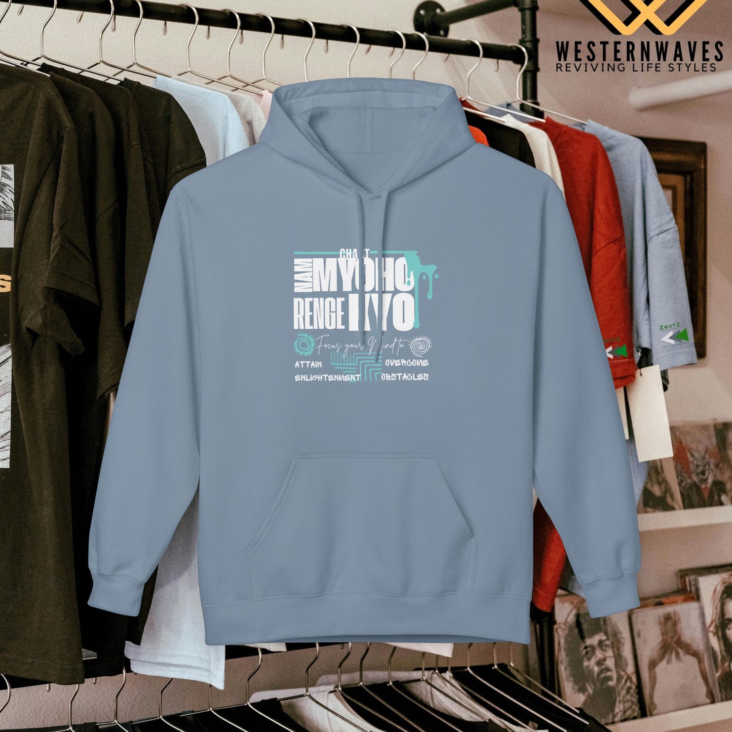 Unisex Midweight Softstyle Fleece Hoodie_ N3+ Series USMWSSFH PT2WW004_ Limited Edition Luxuriously Soft 100% Cotton Face by WesternWaves: