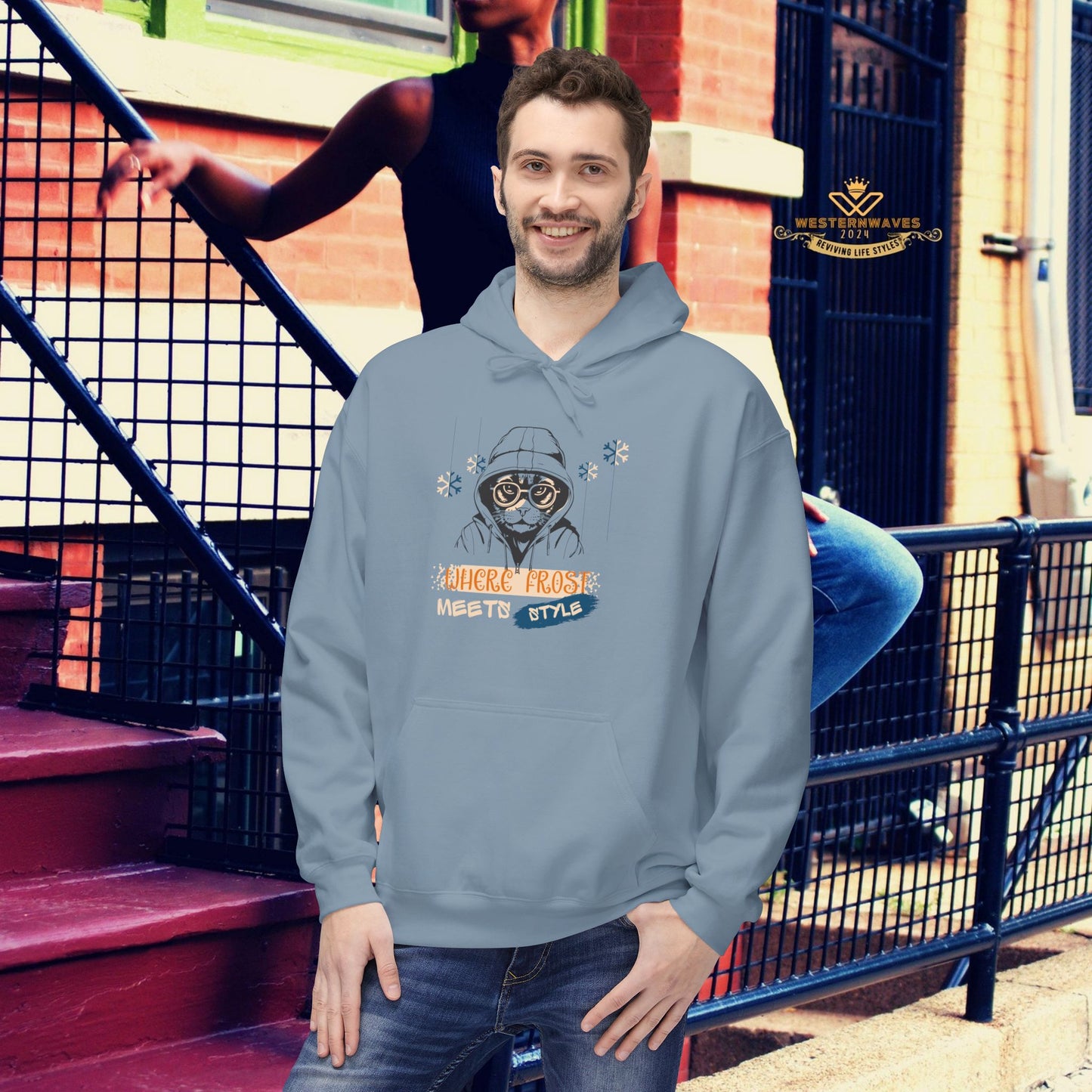 Unisex Midweight Softstyle Fleece Hoodie_ N3+ Series USMWSSFH PT2WW002_ Limited Edition Luxuriously Soft 100% Cotton Face by WesternWaves: