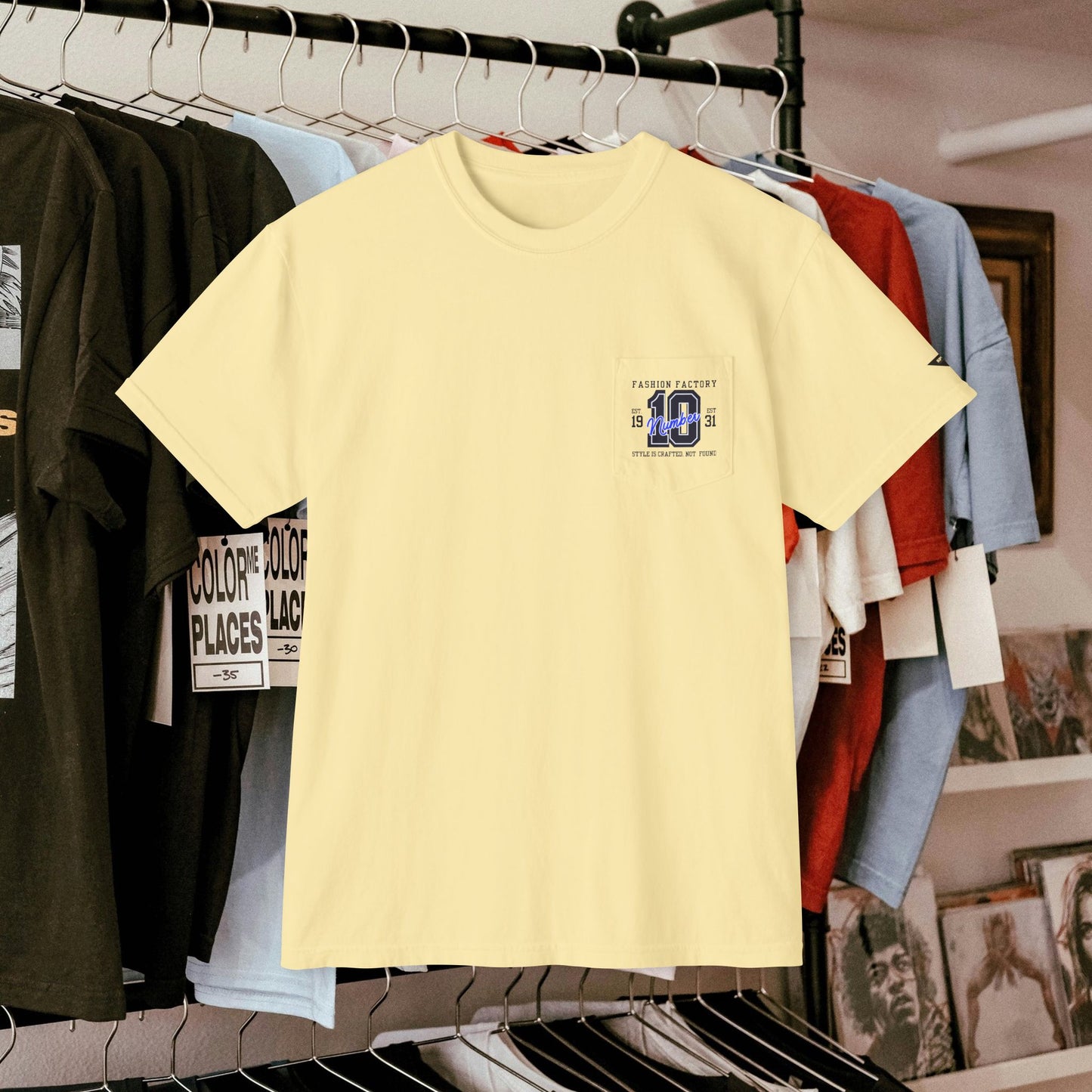 Unisex Garment-Dyed Pocket T-Shirt_ N3+ Series USGDPTS PT2WW001_ Limited Edition Raw Classic by WesternWaves: