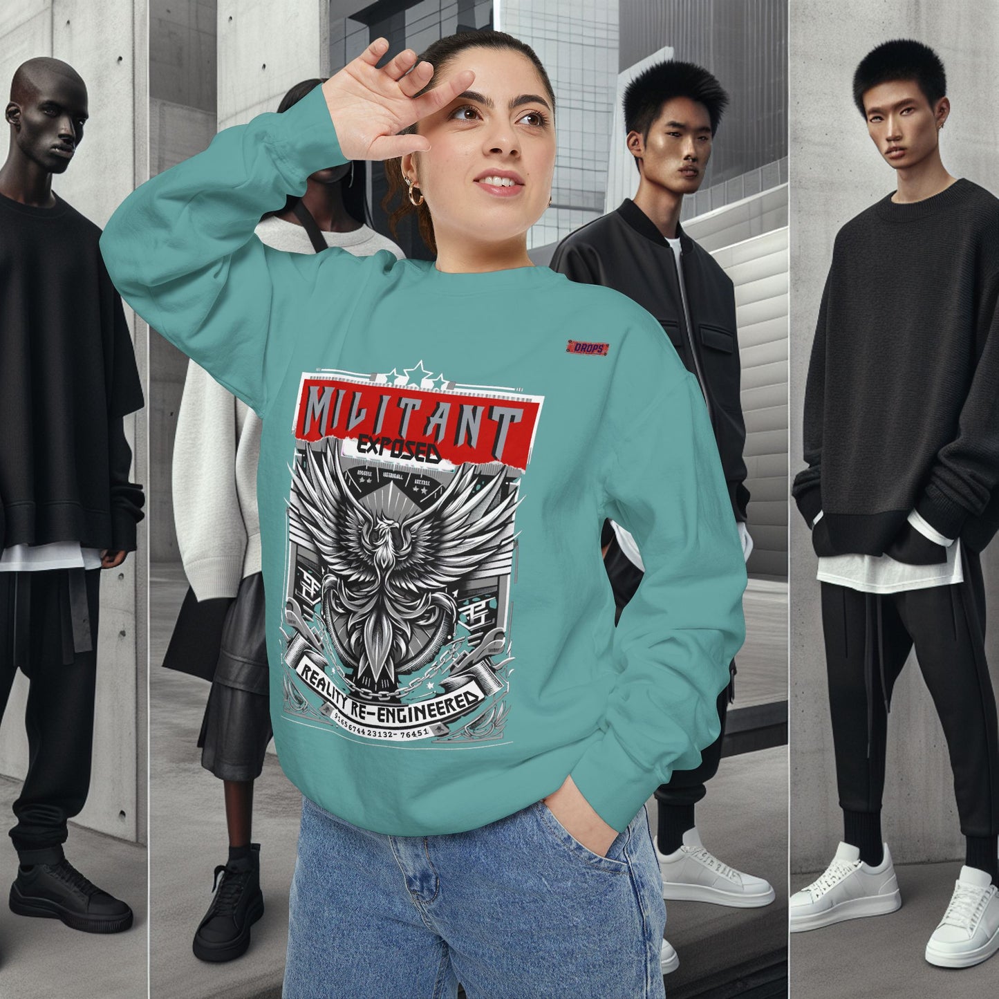 Unisex Garment-Dyed Sweatshirt_ N8+ Series SPW USMWSSFCNSS PT2WW001_ Limited Edition by WesternWaves:
