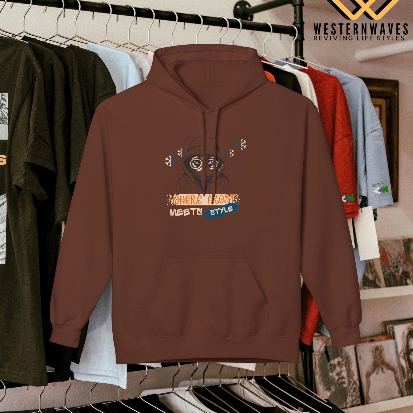Unisex Midweight Softstyle Fleece Hoodie_ N3+ Series USMWSSFH PT2WW002_ Limited Edition Luxuriously Soft 100% Cotton Face by WesternWaves: