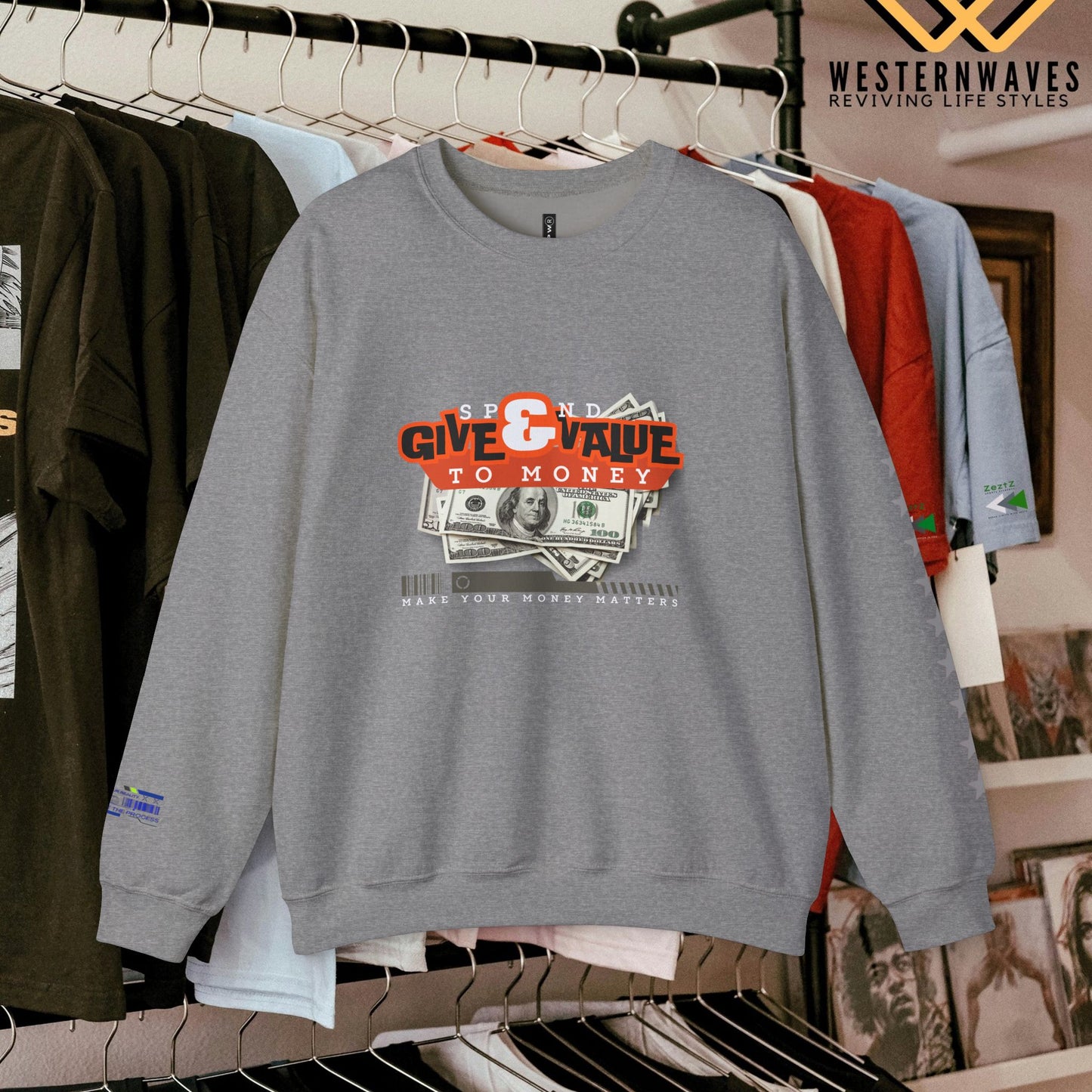 Unisex Heavy Blend™ Crewneck Sweatshirt_ N3+ Series UHBCSS PT2WW035_ Limited Edition Pure Luxury By WesternWaves: