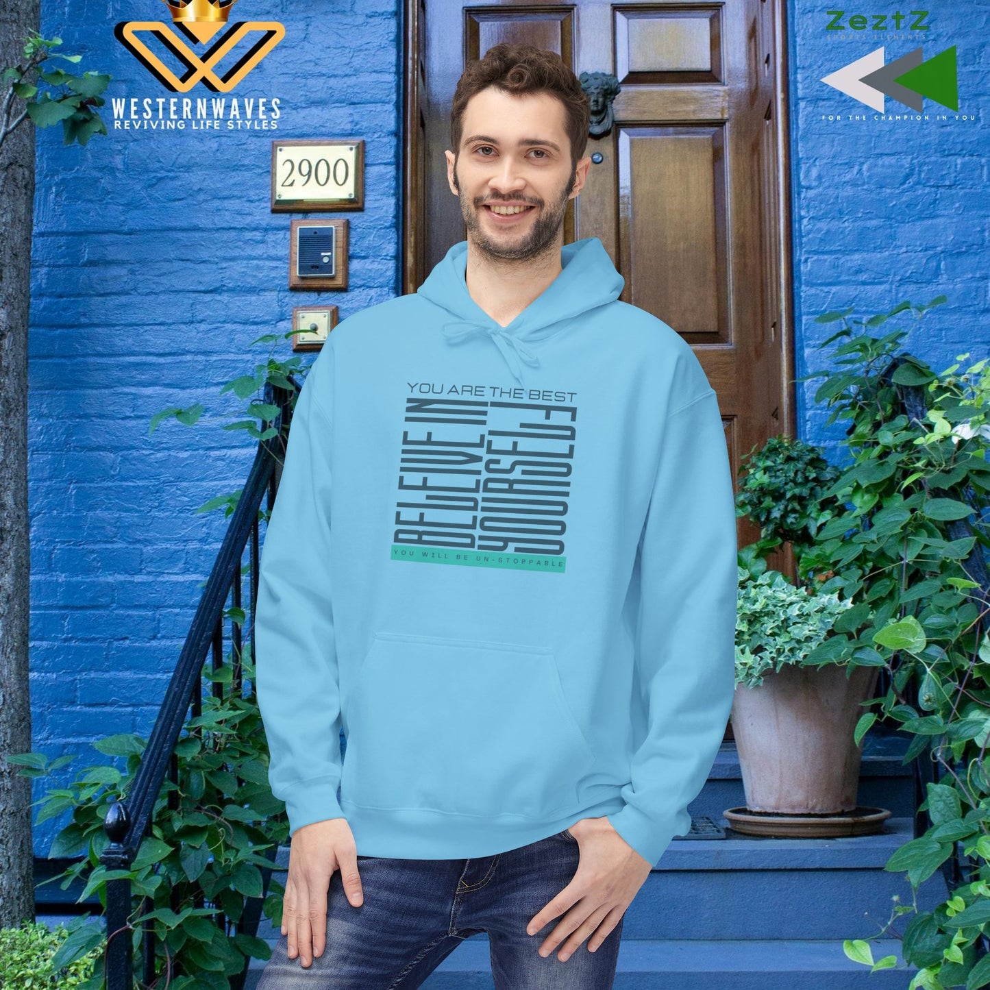 Unisex Midweight Softstyle Fleece Hoodie_ N2+ Series SMWSSFH PT2WW005_Limited Edition Luxuriously Soft 100% Cotton Face by WesternWaves: