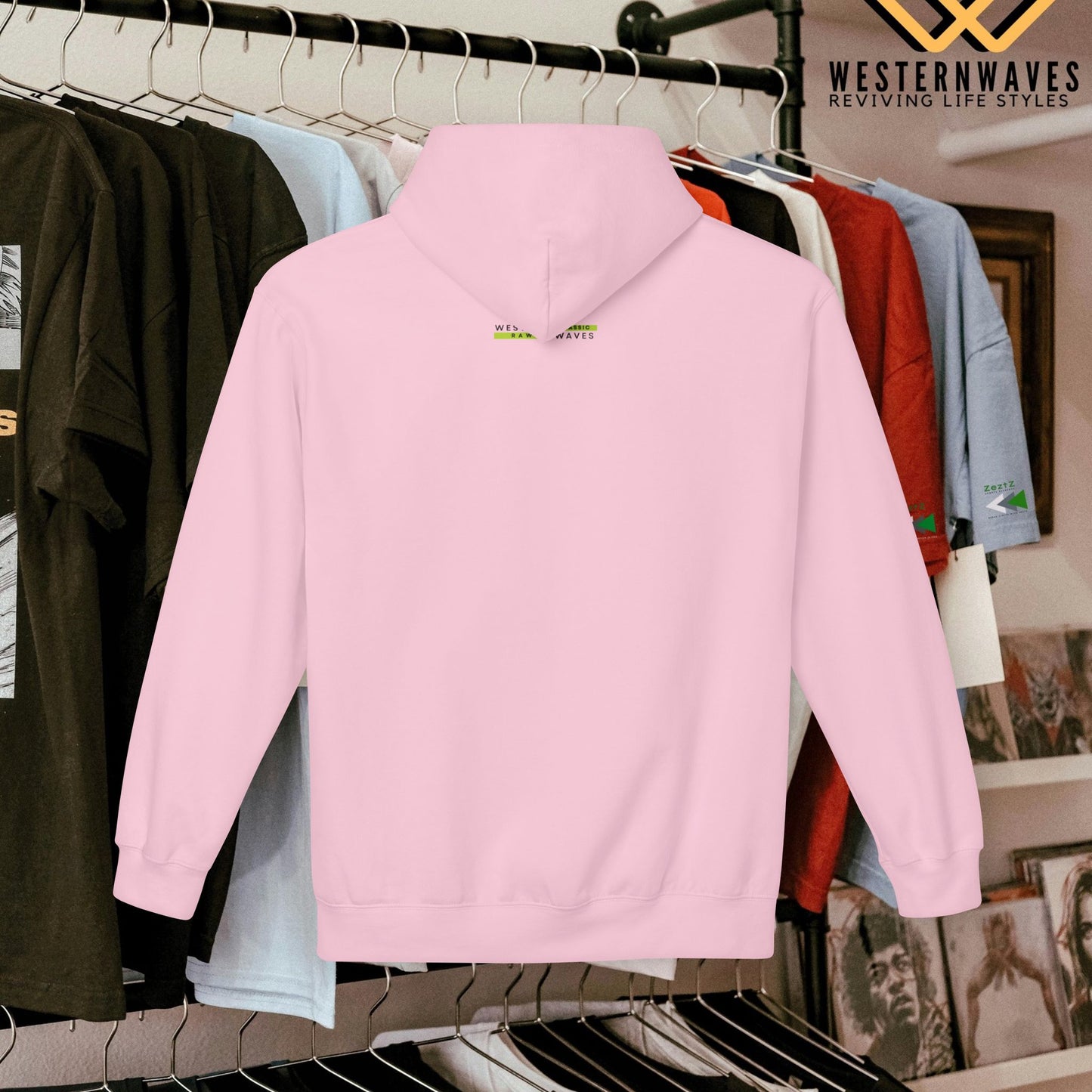 Unisex Midweight Softstyle Fleece Hoodie_ N3+ Series USMWSSFH PT2WW001_ Limited Edition Luxuriously Soft 100% Cotton Face by WesternWaves: