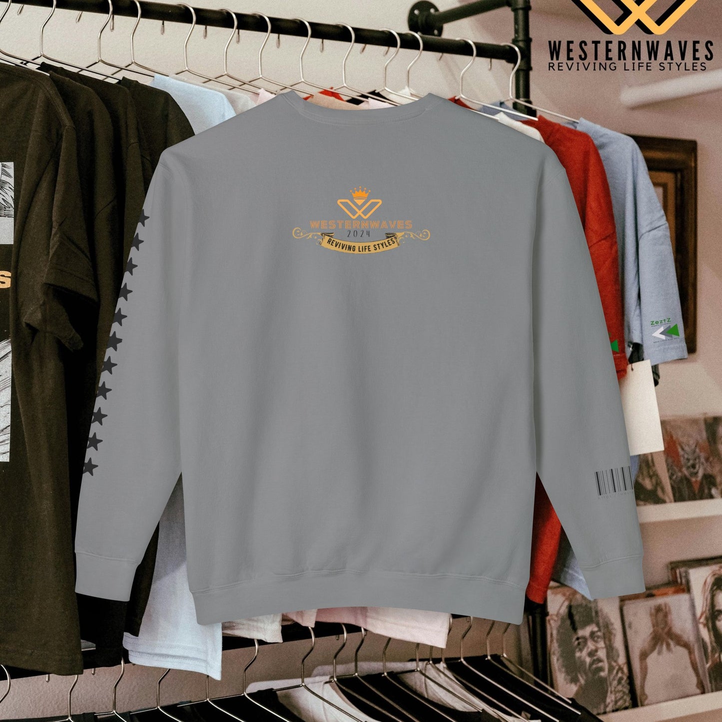 Unisex Lightweight Crewneck Sweatshirt_ N3+ Series ULWCSS PT2WW013_ Limited Edition Conscious Fashion Collaboration by WesternWaves: