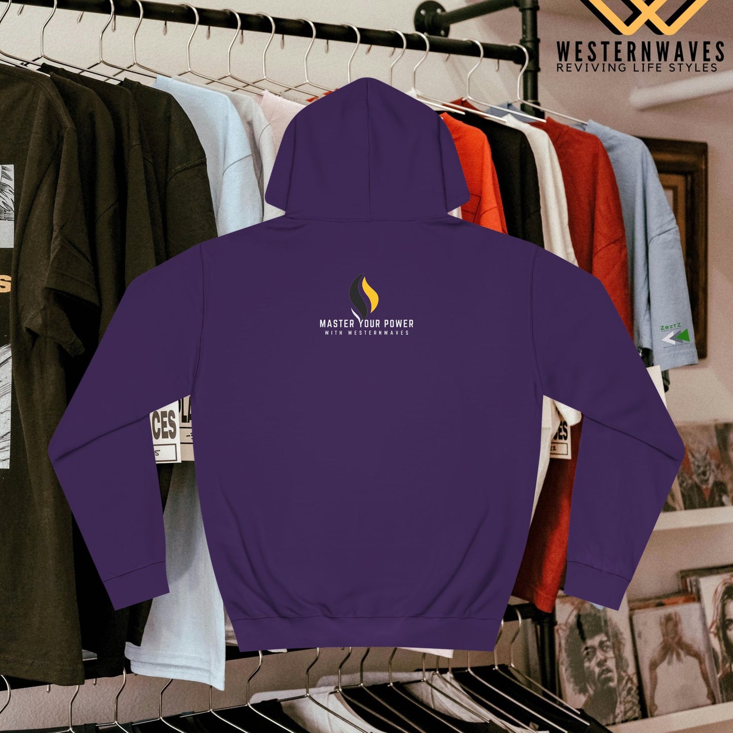 Unisex College Hoodie_ N2+ Series USCH PT2WW006_ Limited Edition Timeless Unisex Design by WesternWaves: