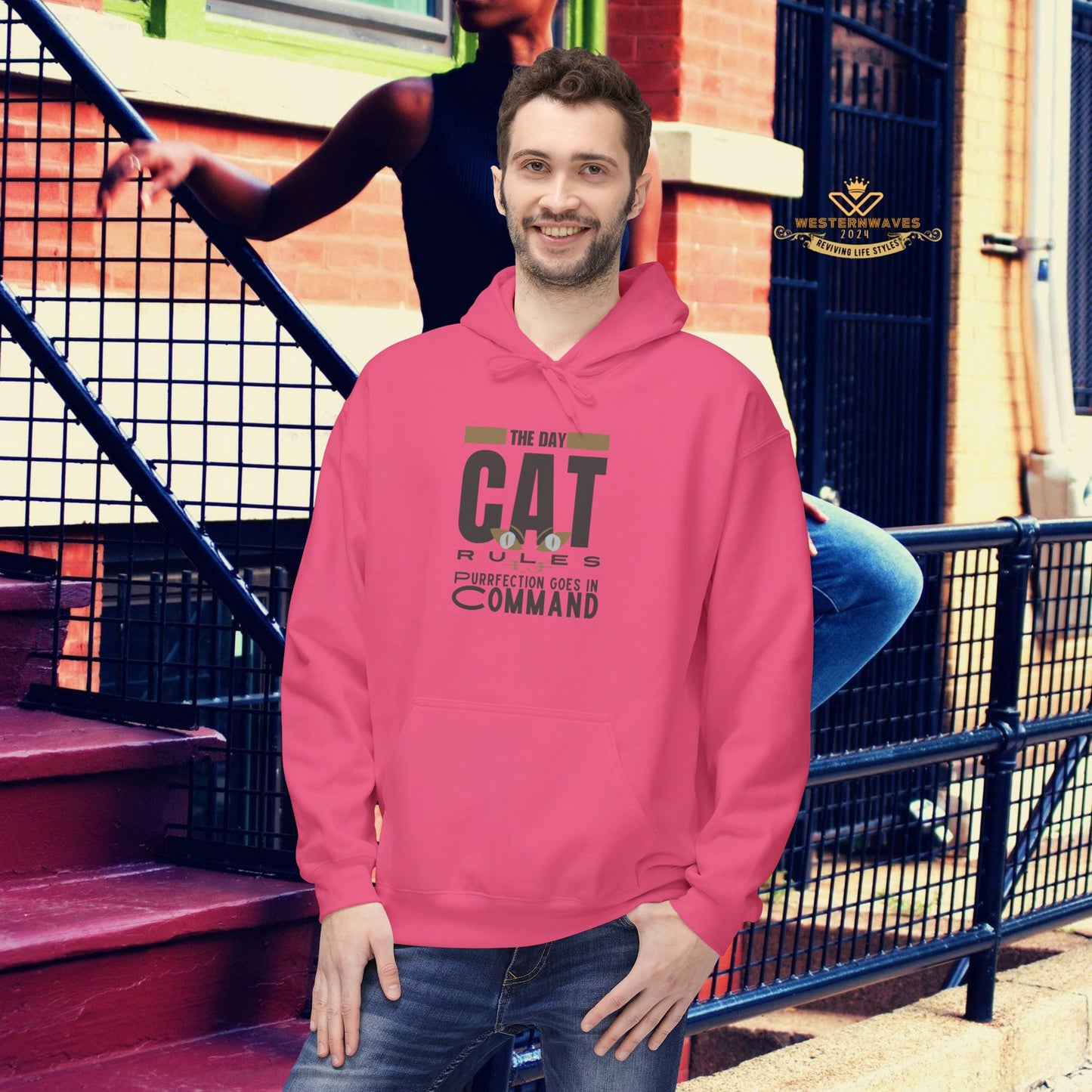 Unisex Midweight Softstyle Fleece Hoodie_ N3+ Series USMWSSFH PT2WW008_ Limited Edition Luxuriously Soft 100% Cotton Face by WesternWaves: