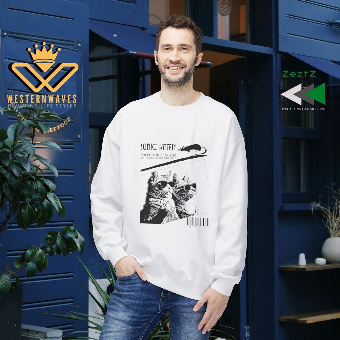 Unisex Midweight Fleece Crewneck Sweatshirt_ N3+ Series UXMWFCS PT2WW015_ WesternWaves Signature Limited Edition: