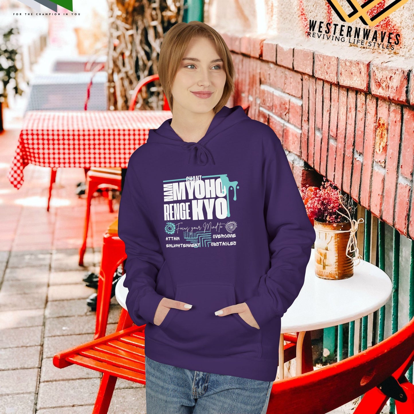 Unisex Midweight Softstyle Fleece Hoodie_ N3+ Series USMWSSFH PT2WW004_ Limited Edition Luxuriously Soft 100% Cotton Face by WesternWaves: