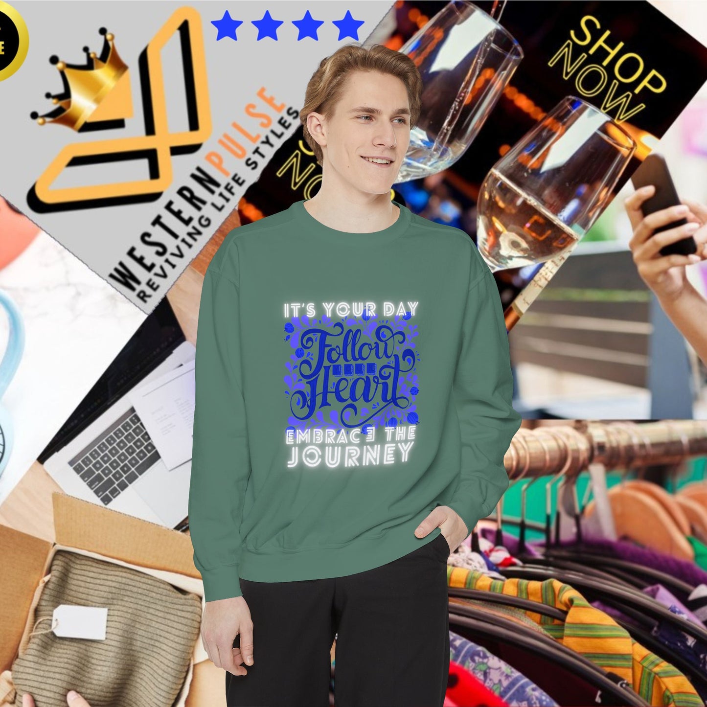 Unisex Garment-Dyed Sweatshirt_ N3+ Series UGDSS PT2WW002_ Limited Edition by WesternWaves_