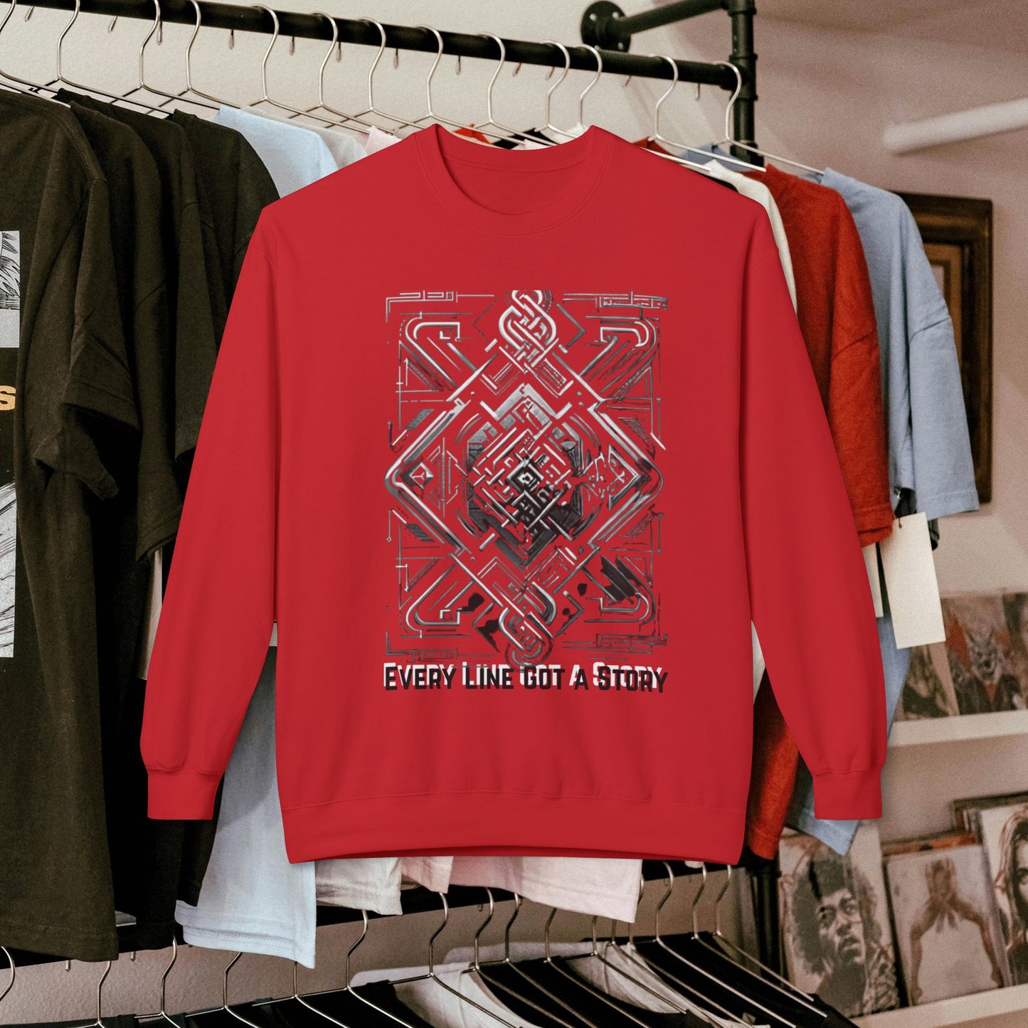 Every Line Got A Story Sweatshirt | Unisex Fleece Crewneck, Cozy Pullover, Artistic Gift, Casual Layer, Everyday Wear