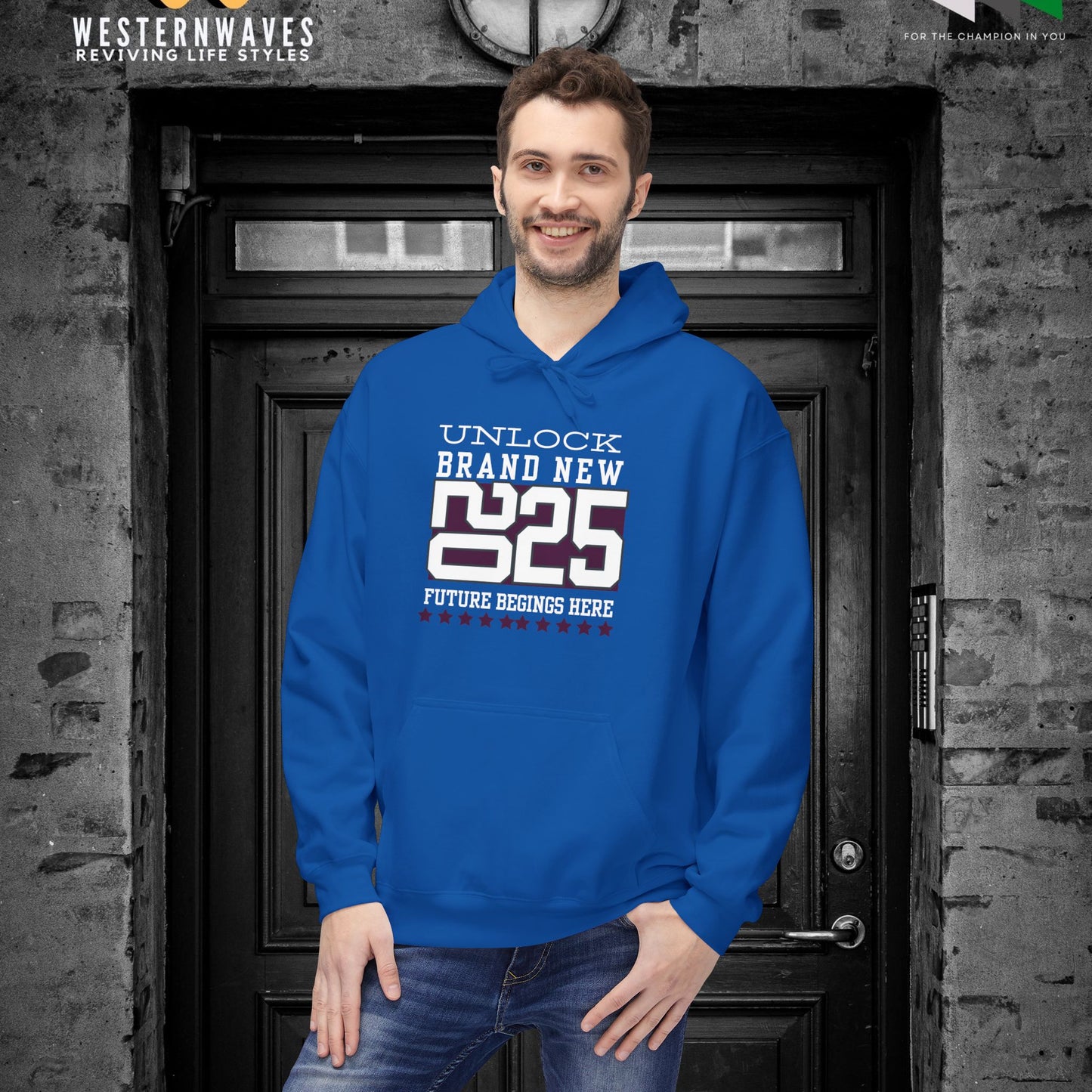 Unisex Midweight Softstyle Fleece Hoodie_ N3+ Series USMWSSFH PT2WW009_ Limited Edition Luxuriously Soft 100% Cotton Face by WesternWaves: