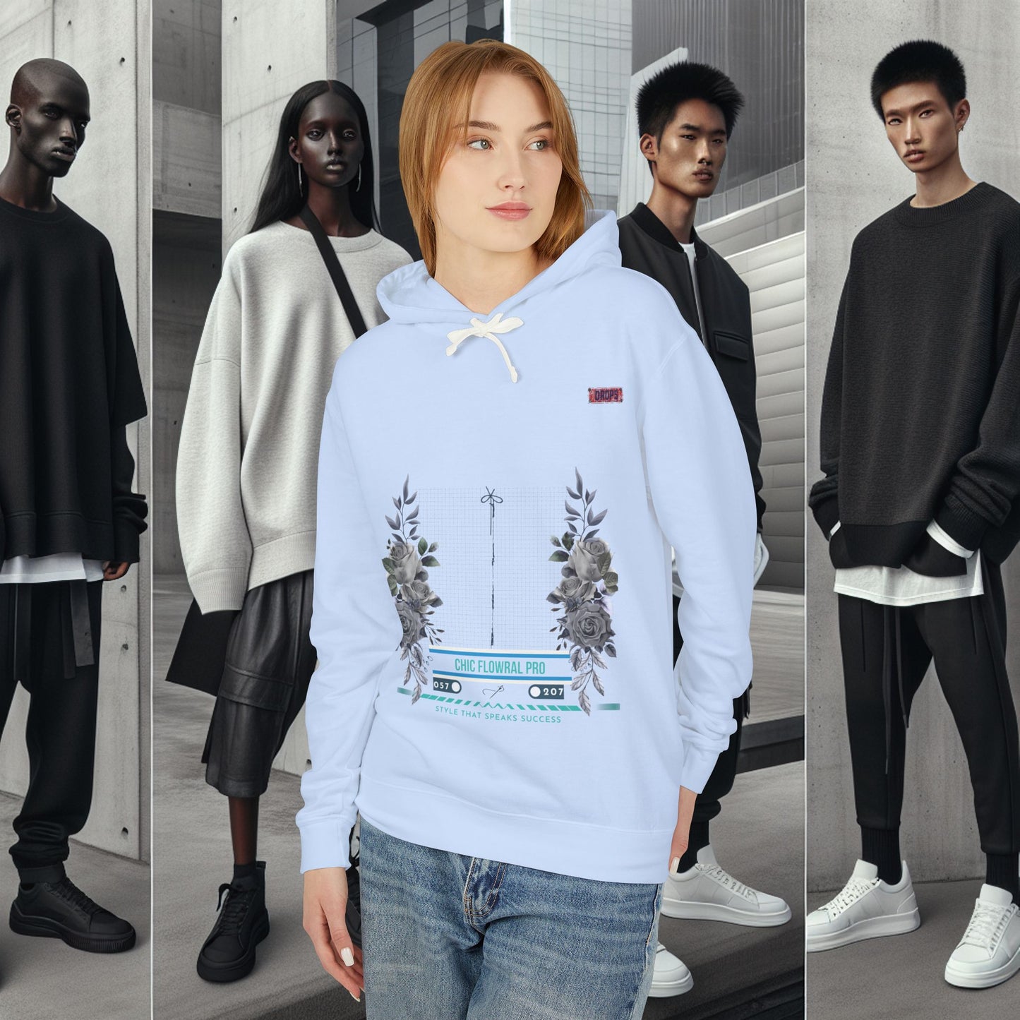 Lightweight Hooded Sweatshirt_ Series UWD 053_ Limited Edition Floral Streetwear by WesternWaves: