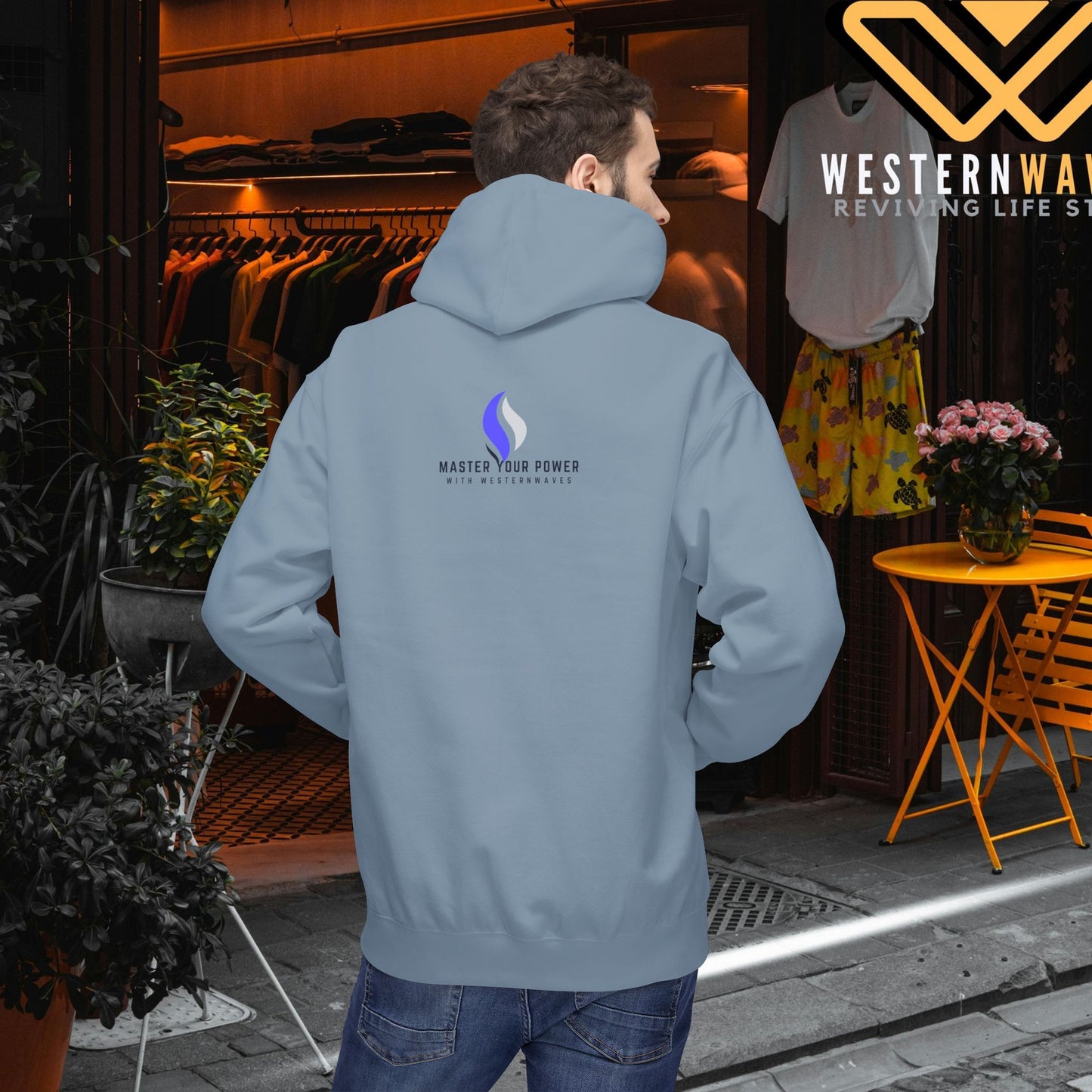 Unisex Midweight Softstyle Fleece Hoodie_ N3+ Series USMWSSFH PT2WW003_ Limited Edition Luxuriously Soft 100% Cotton Face by WesternWaves:
