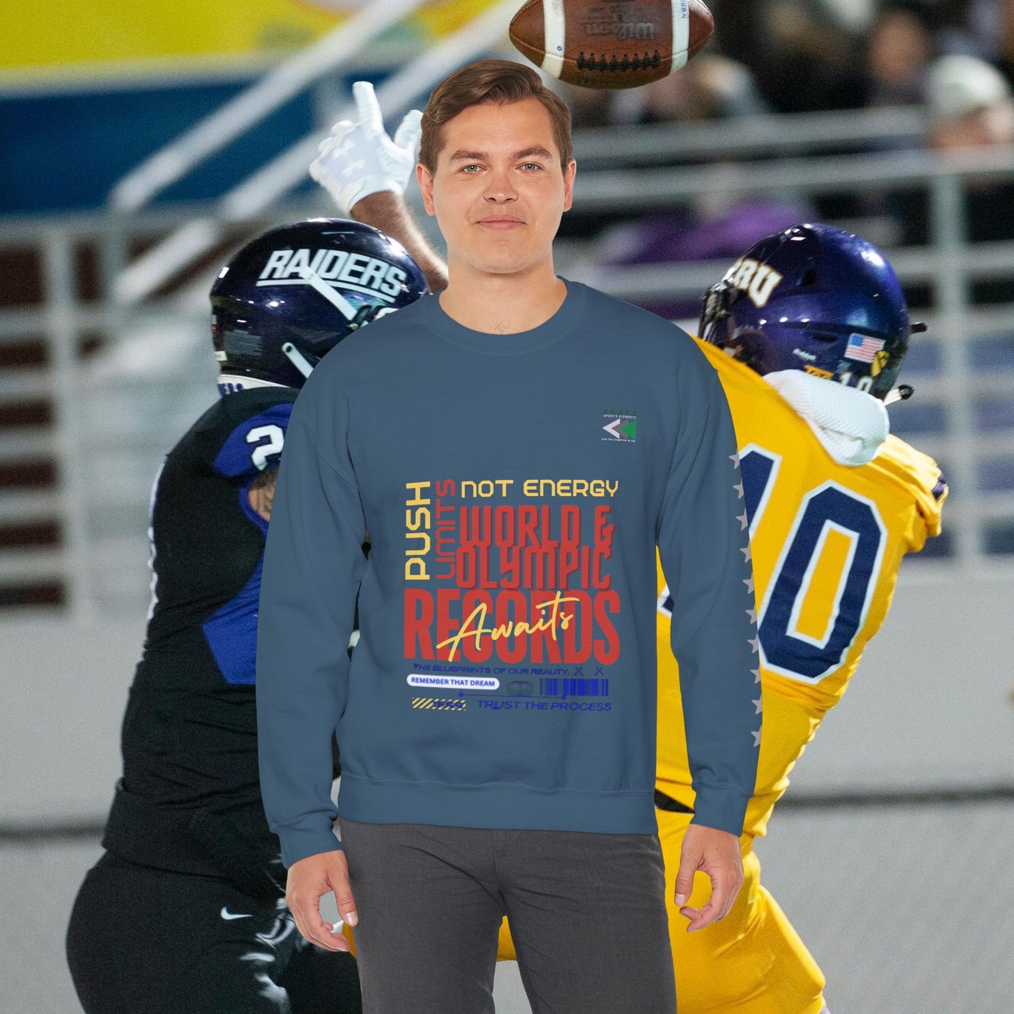 Unisex Heavy Blend™ Crewneck Sweatshirt_ N2 Sports Series UHBCSS PT2WW006_ Limited Edition ‘Zeztz’ Brand Sports Elements by WesternWaves: