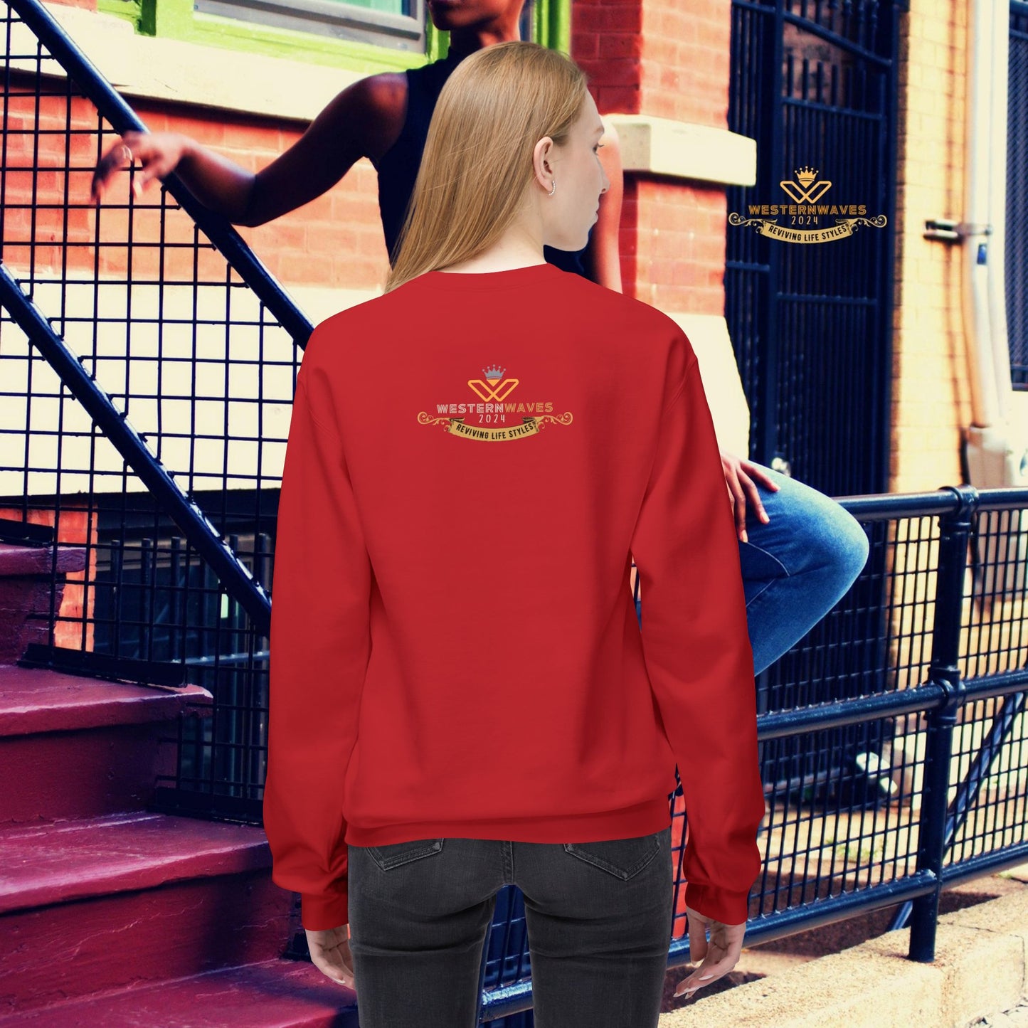 Unisex Midweight Fleece Crewneck Sweatshirt_ N3+ Series UXMWFCS PT2WW015_ WesternWaves Signature Limited Edition: