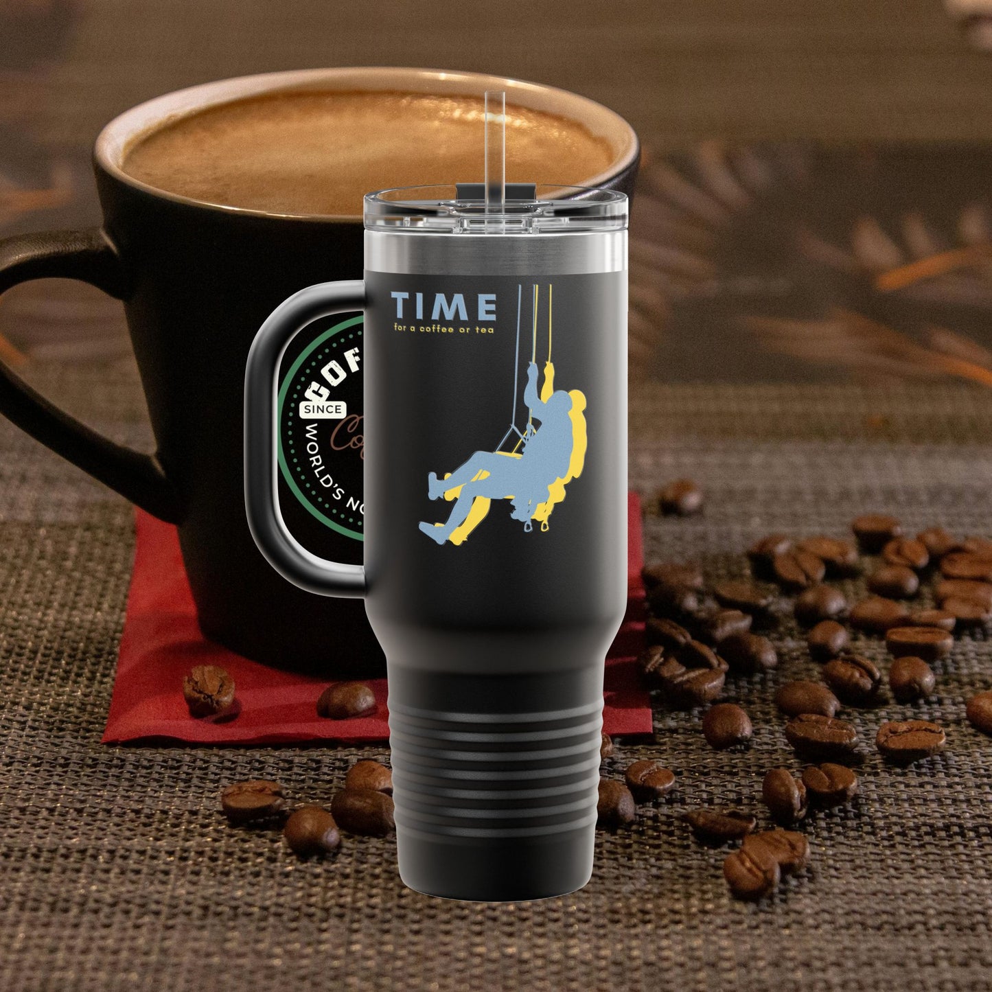 Adventure Insulated Travel Mug_ 40oz with Time & Freedom Design_ N7+ Series AITMUG PT2WW001_ Limited Edition by WesternWaves: