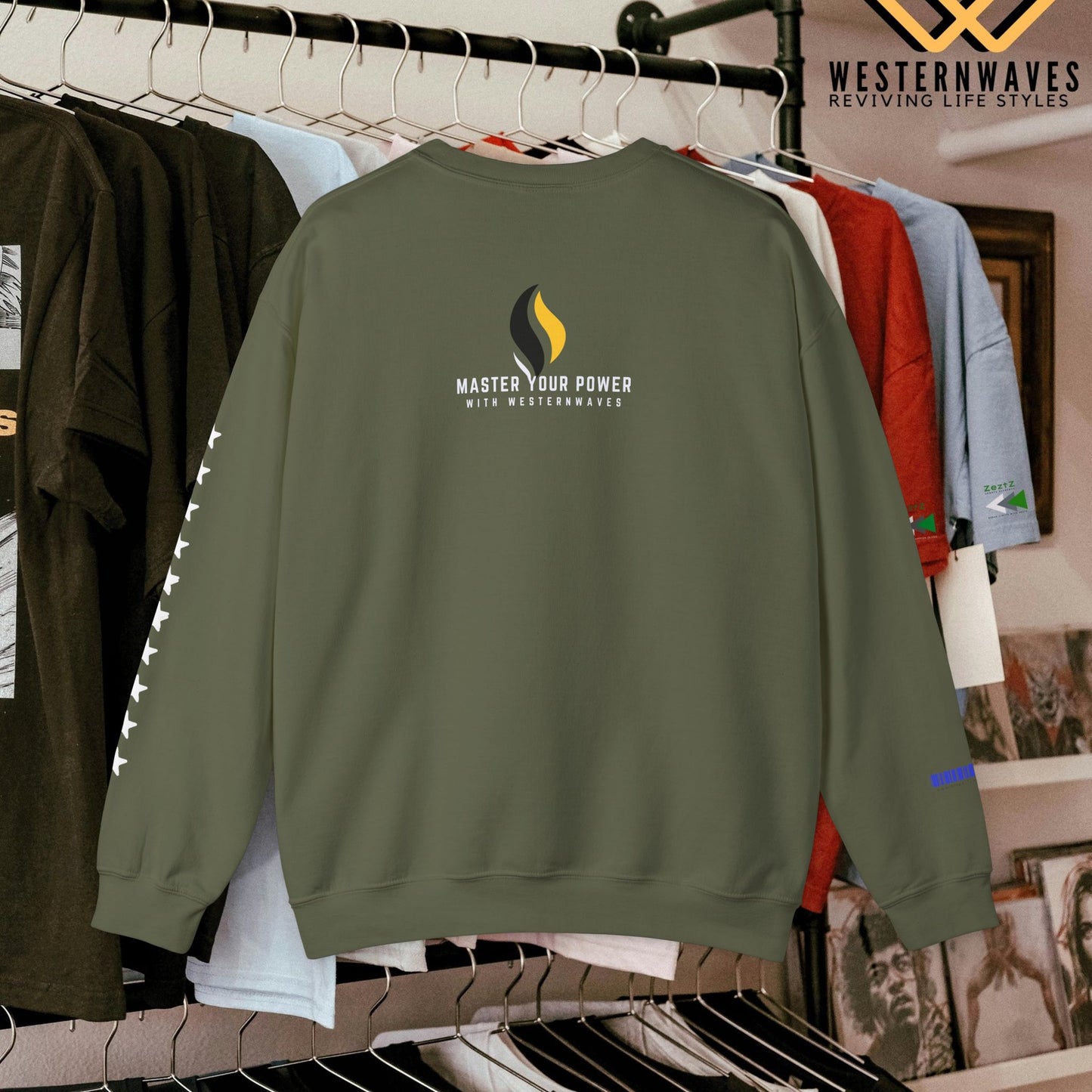 Unisex Heavy Blend™ Crewneck Sweatshirt_ N3+ Series UHBCSS PT2WW009_ Limited Edition Pure Luxury by WesternWaves: