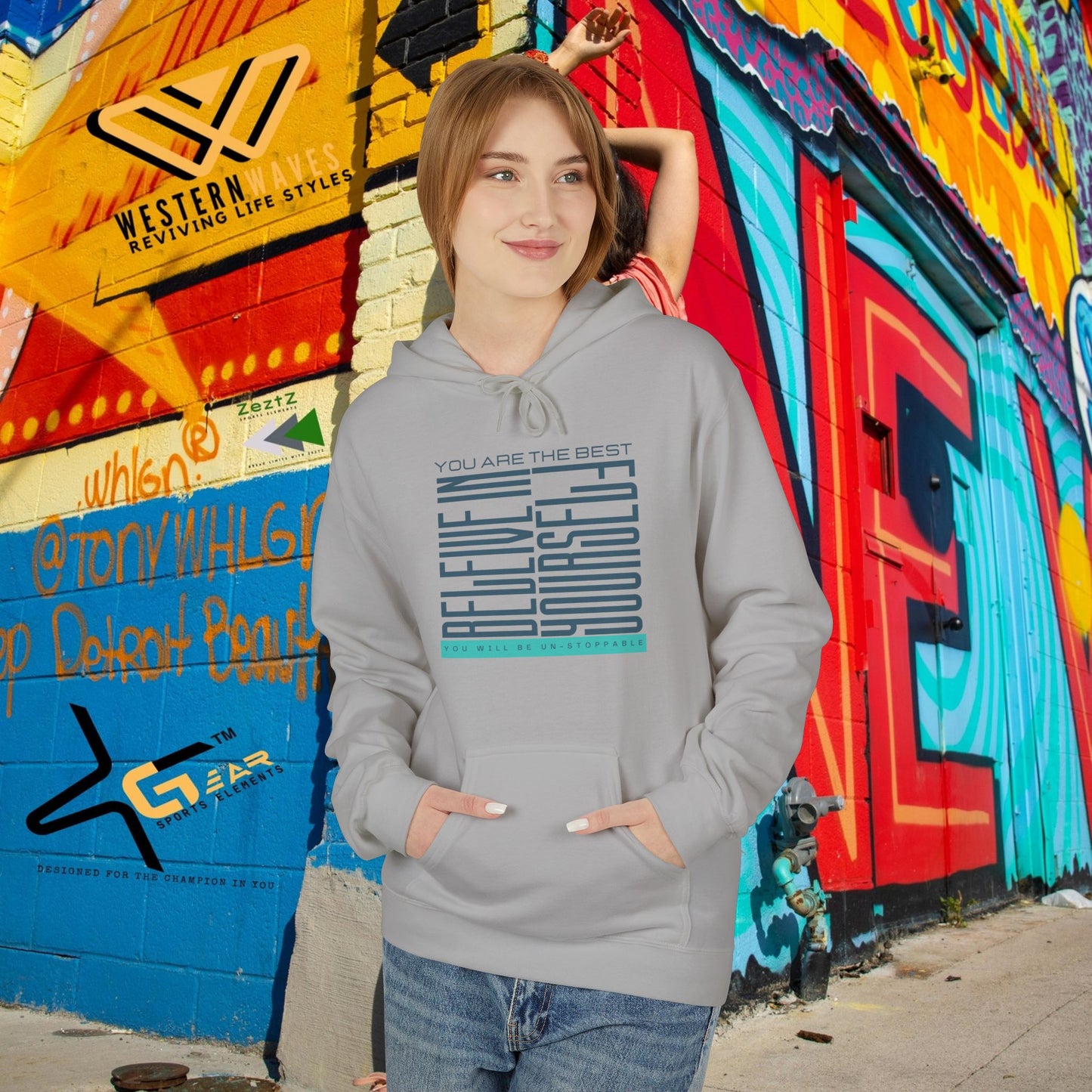 Unisex Midweight Softstyle Fleece Hoodie_ N2+ Series SMWSSFH PT2WW005_Limited Edition Luxuriously Soft 100% Cotton Face by WesternWaves: