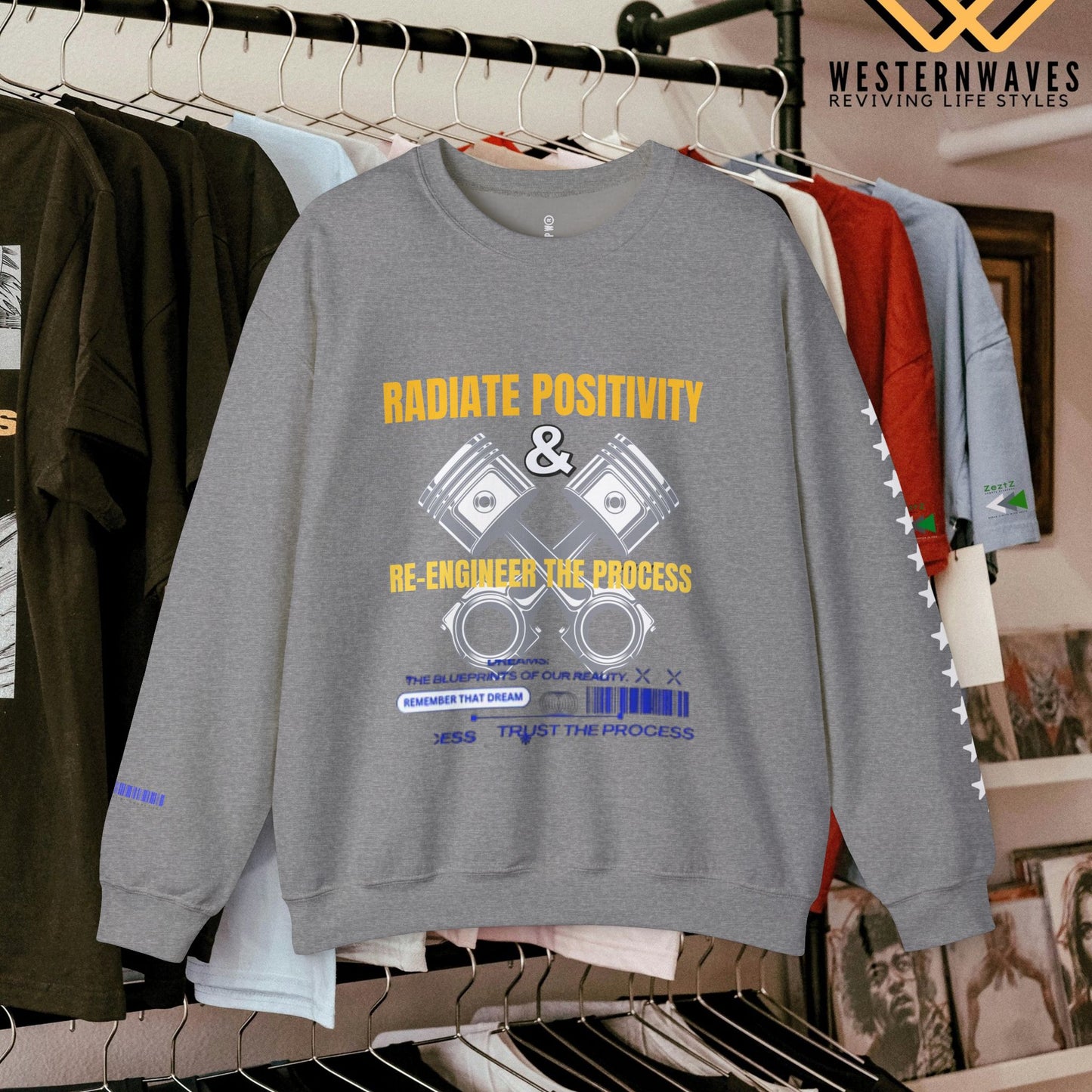 Unisex Heavy Blend™ Crewneck Sweatshirt_ N3+ Series UHBCSS PT2WW005_ Limited Edition Pure Luxury By WesternWaves: