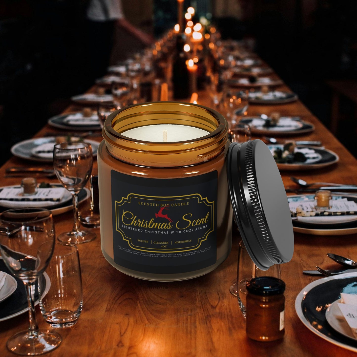 Scented Soy Candle (Multi-Size, Amber Jar)_ N3+ Series SPW SSCMSAJ PT2WW001_ Limited Editon Personalized Christmas Scent Candles by WesternWaves: