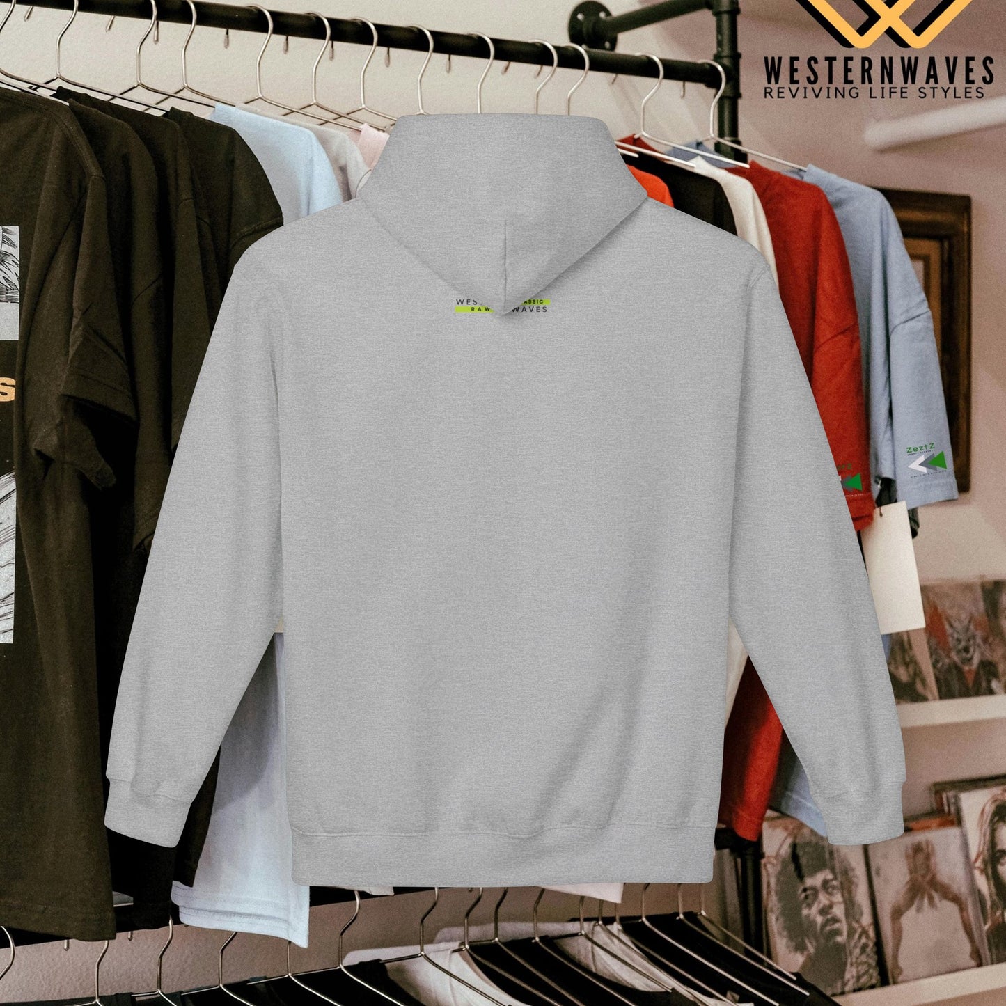 Unisex Midweight Softstyle Fleece Hoodie_ N3+ Series USMWSSFH PT2WW001_ Limited Edition Luxuriously Soft 100% Cotton Face by WesternWaves: