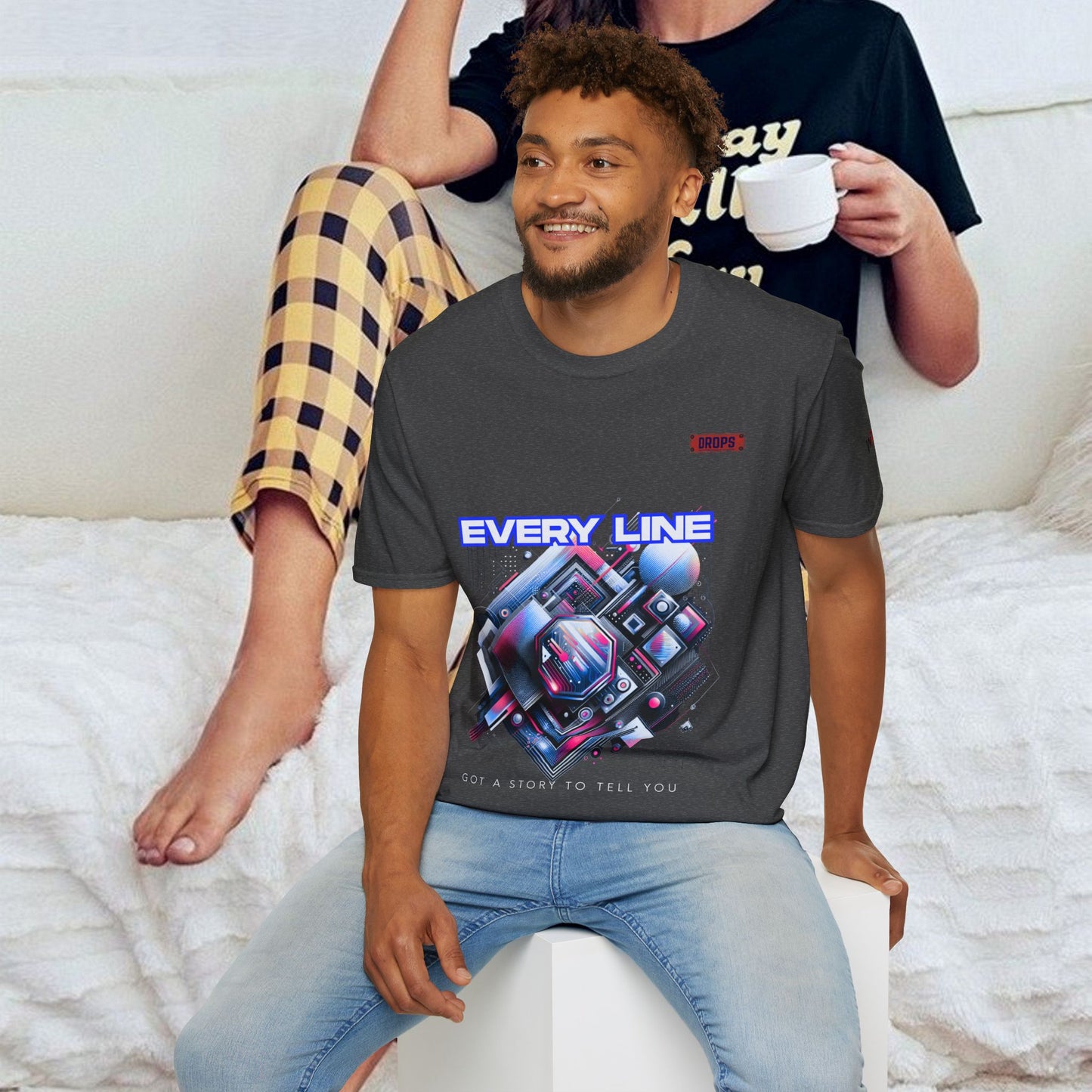 Every Line Graphic Unisex Softstyle T-Shirt | Retro Art Tee, Casual Wear, Gift for Art Lovers, Streetwear, Everyday Style