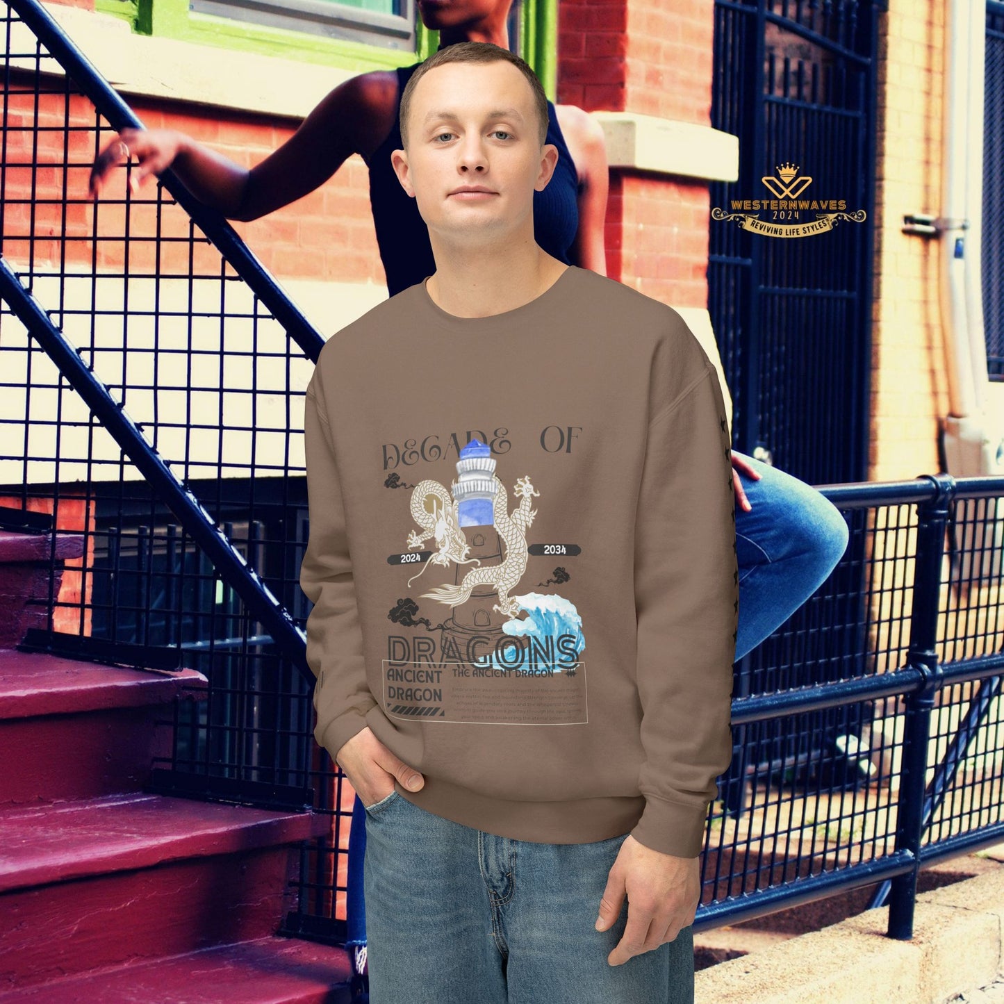 Unisex Lightweight Crewneck Sweatshirt_ N3+ Series ULWCSS PT2WW013_ Limited Edition Conscious Fashion Collaboration by WesternWaves: