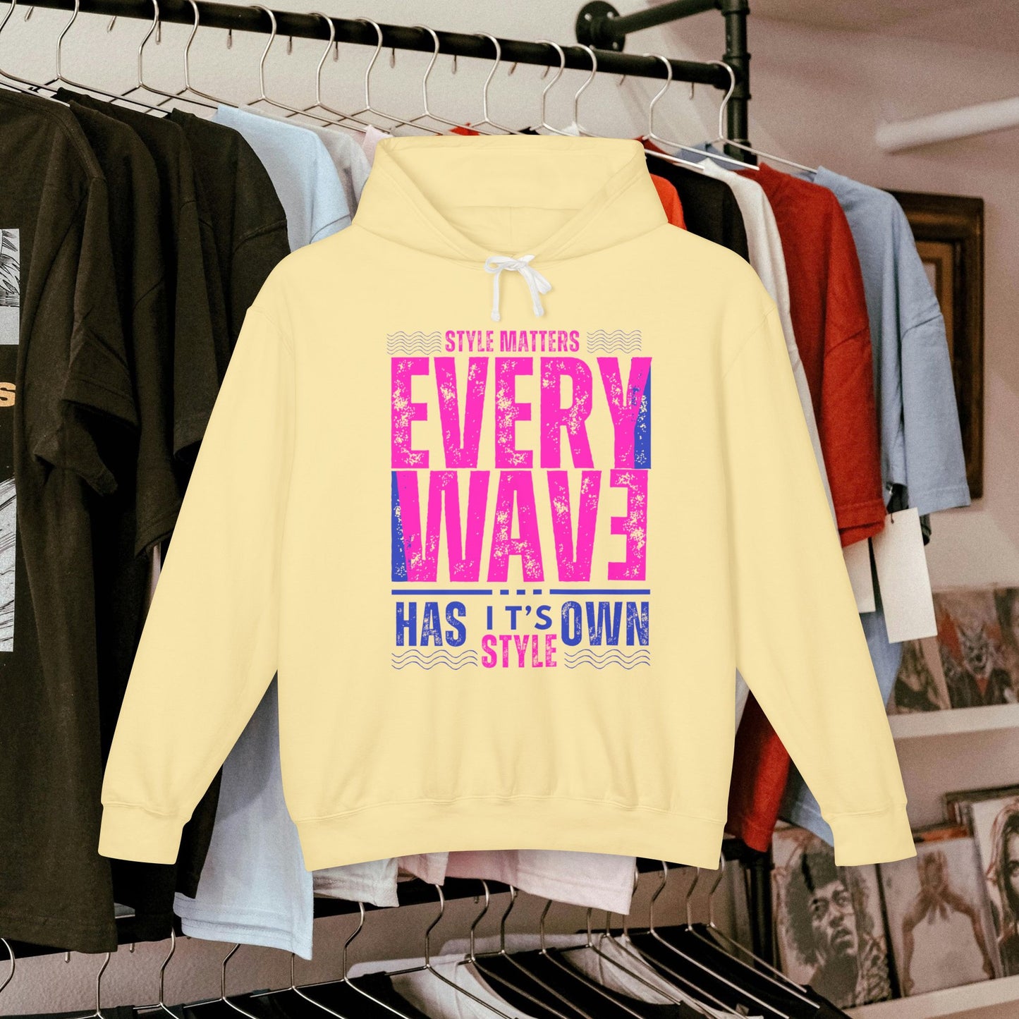 Lightweight Hooded Sweatshirt - Sustainable US Cotton - N3+ Series LWHSS PT2WW009_ Limited Edition Trend Seekers Design by WesternWaves:
